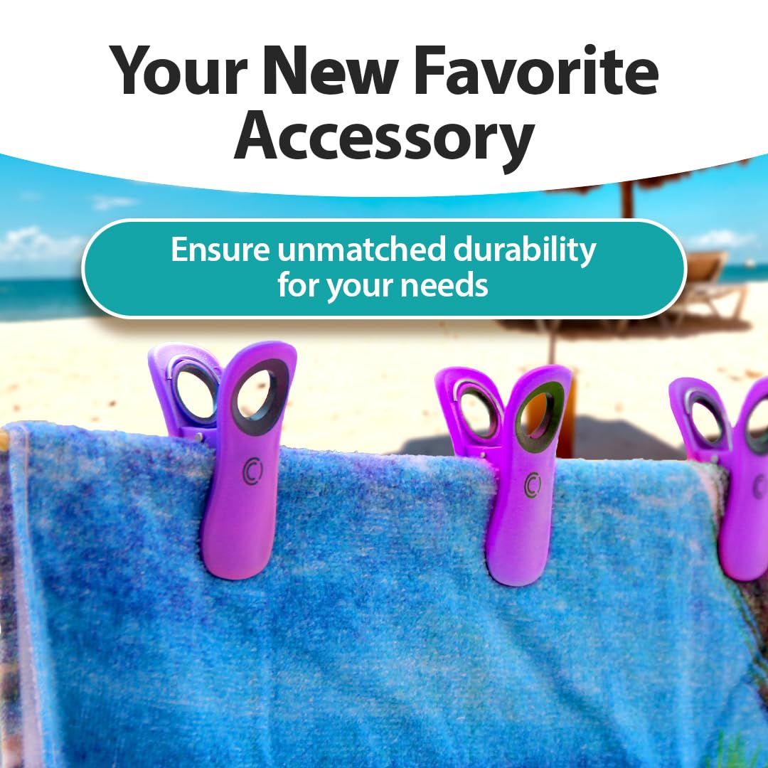 Core Clip Towel Clips for Beach Chairs Pool & Lounge Chairs on Cruise Boat (4 Count )