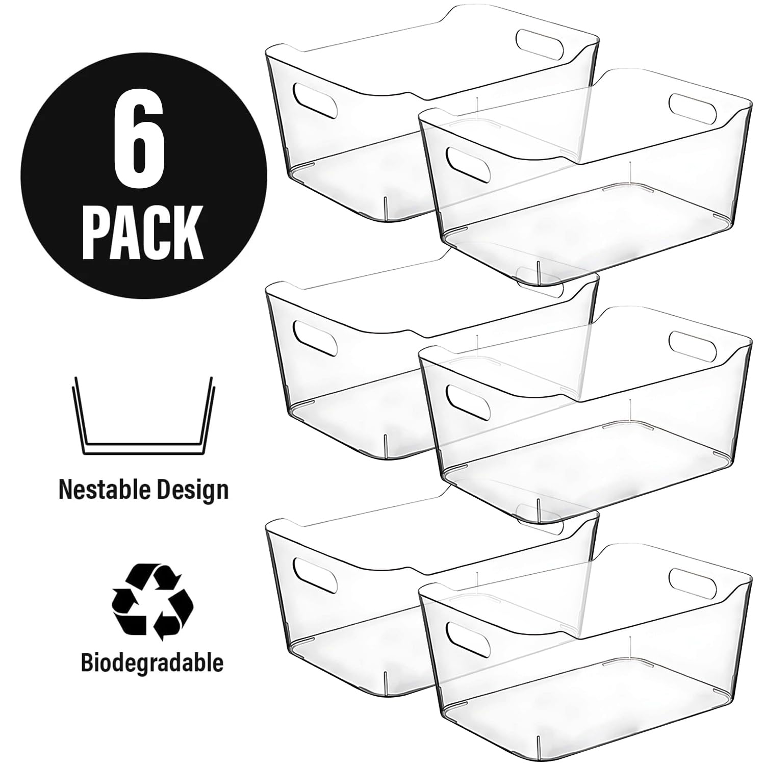 Clear Extra Large Plastic Storage Bins (6 Count)
