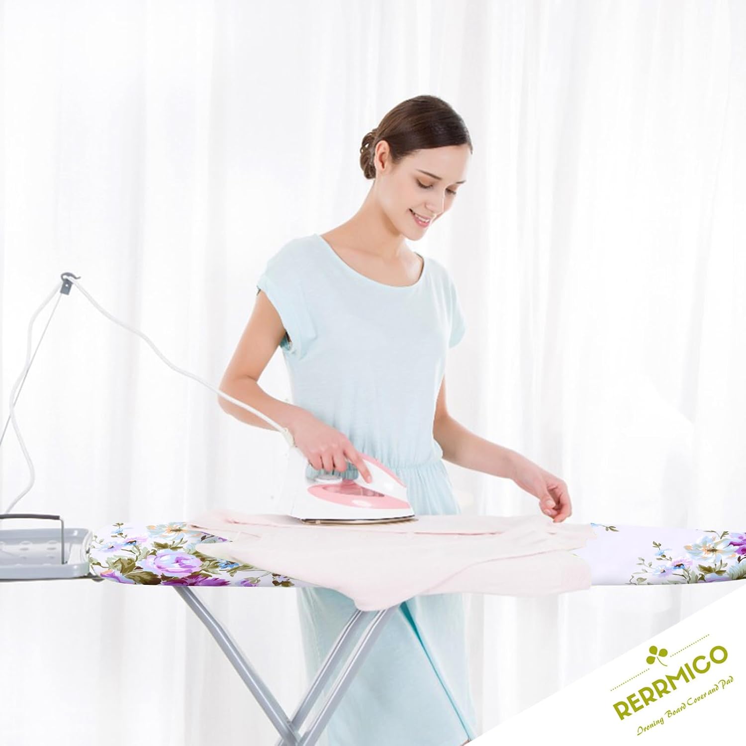 Ironing Board Cover and Pad 15x54 Inch Standard Ironing Board Cover with Elastic Edge and Hook and Loop Fasteners Scorch and Stain Resistant Cotton Ironing Covers