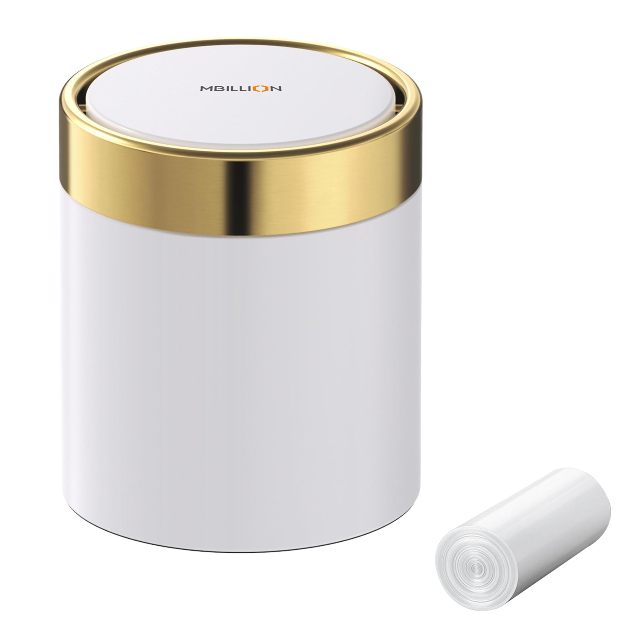 0.4 Gal White Desktop Mini Swing Lid Trash Can