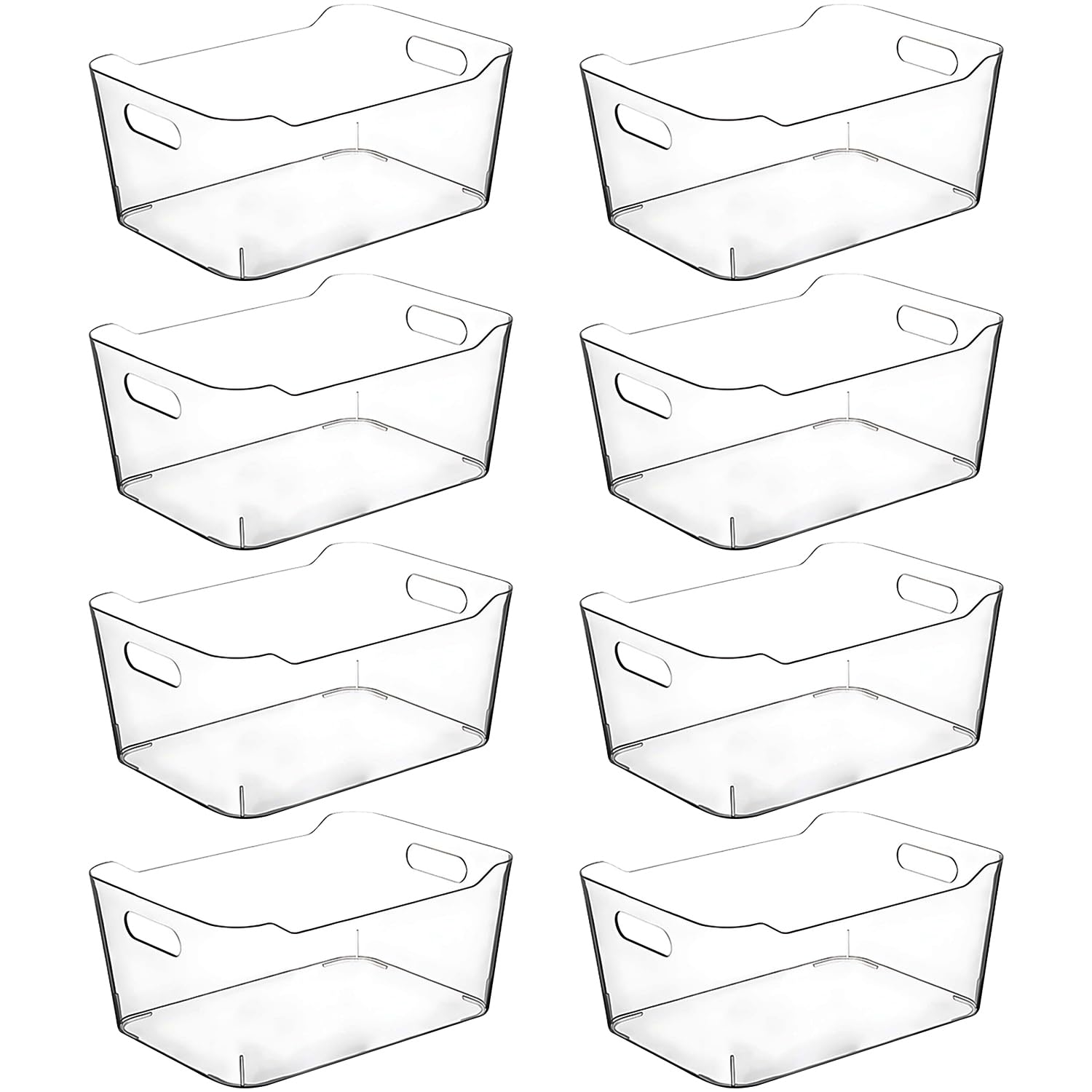 Clear Plastic Storage Bins for Kitchen Organization or Pantry Organizers and Storage (8 Count)