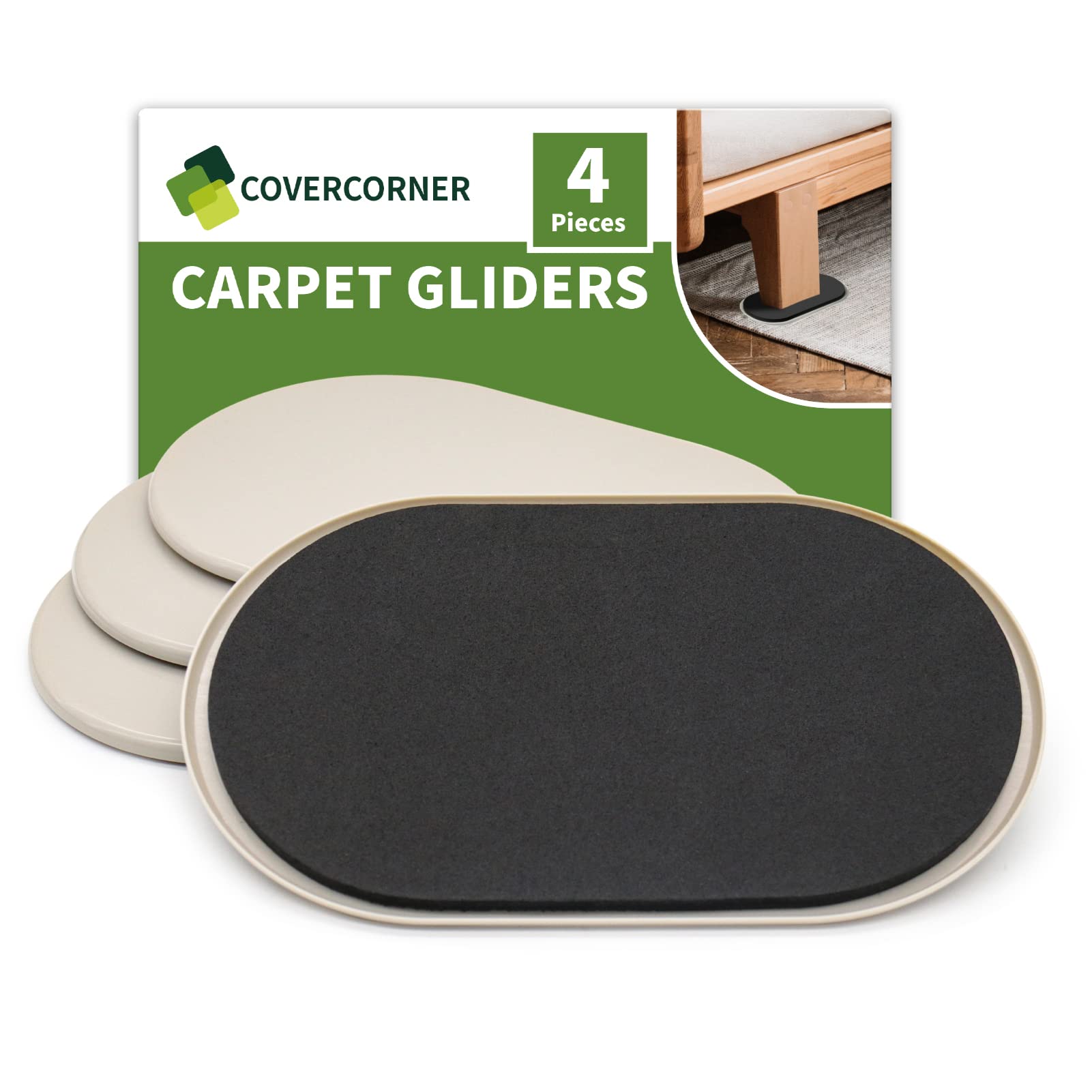 Furniture Sliders for Carpet 4 PCS (4 Count)