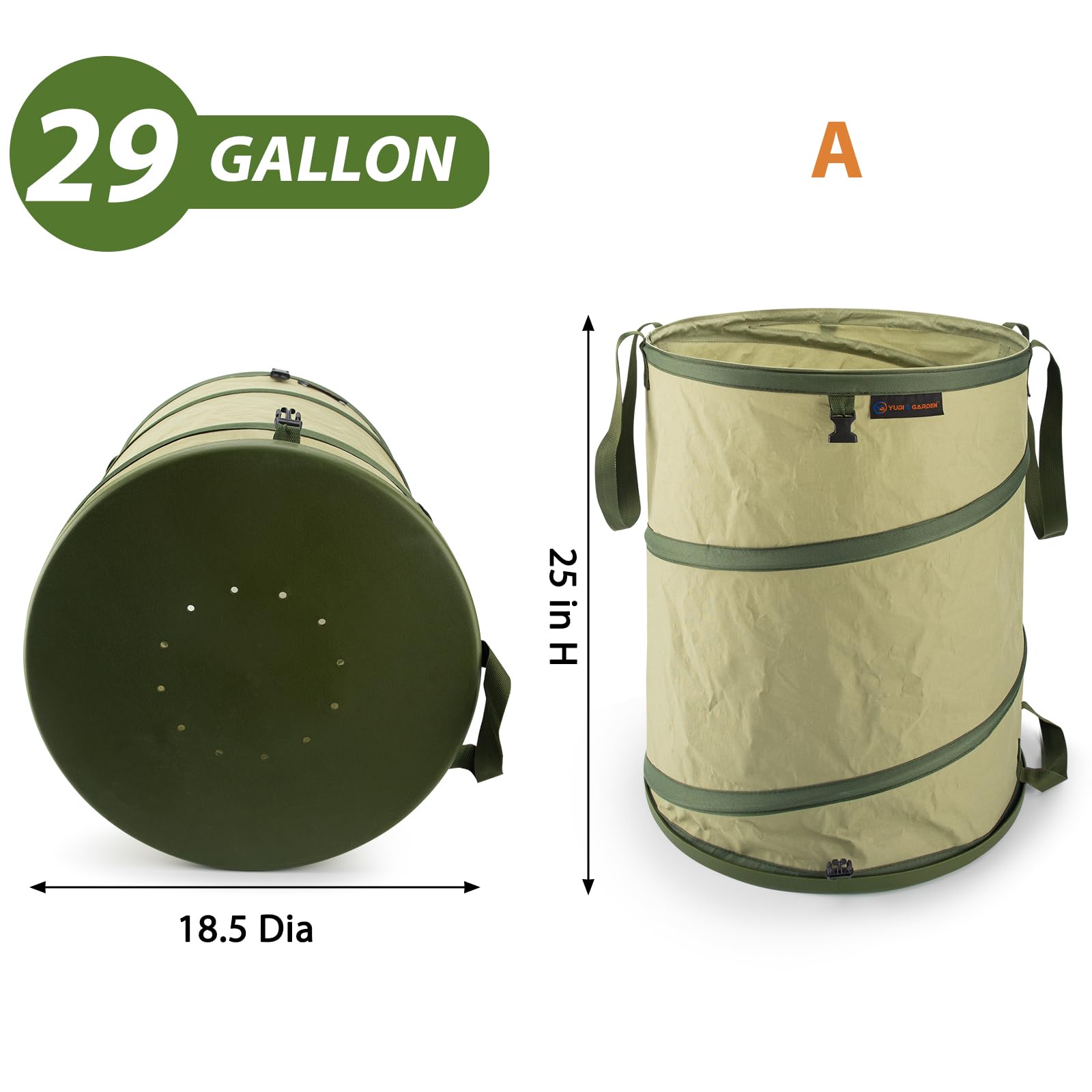 29 Gallon Hard Bottom Collapsible Trash Can (2 Count)