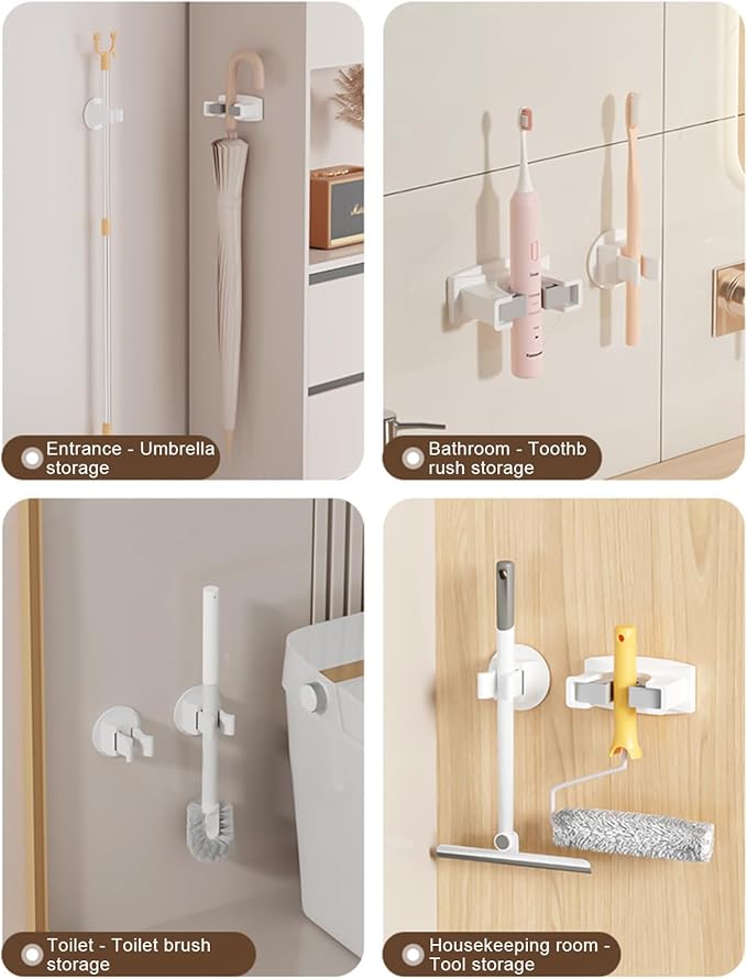 Multifunction Wall Mount Mop Clamp Water Rack Large Capacity Hangers Adjustable Clamp for Kitchens Large Capacity Clip