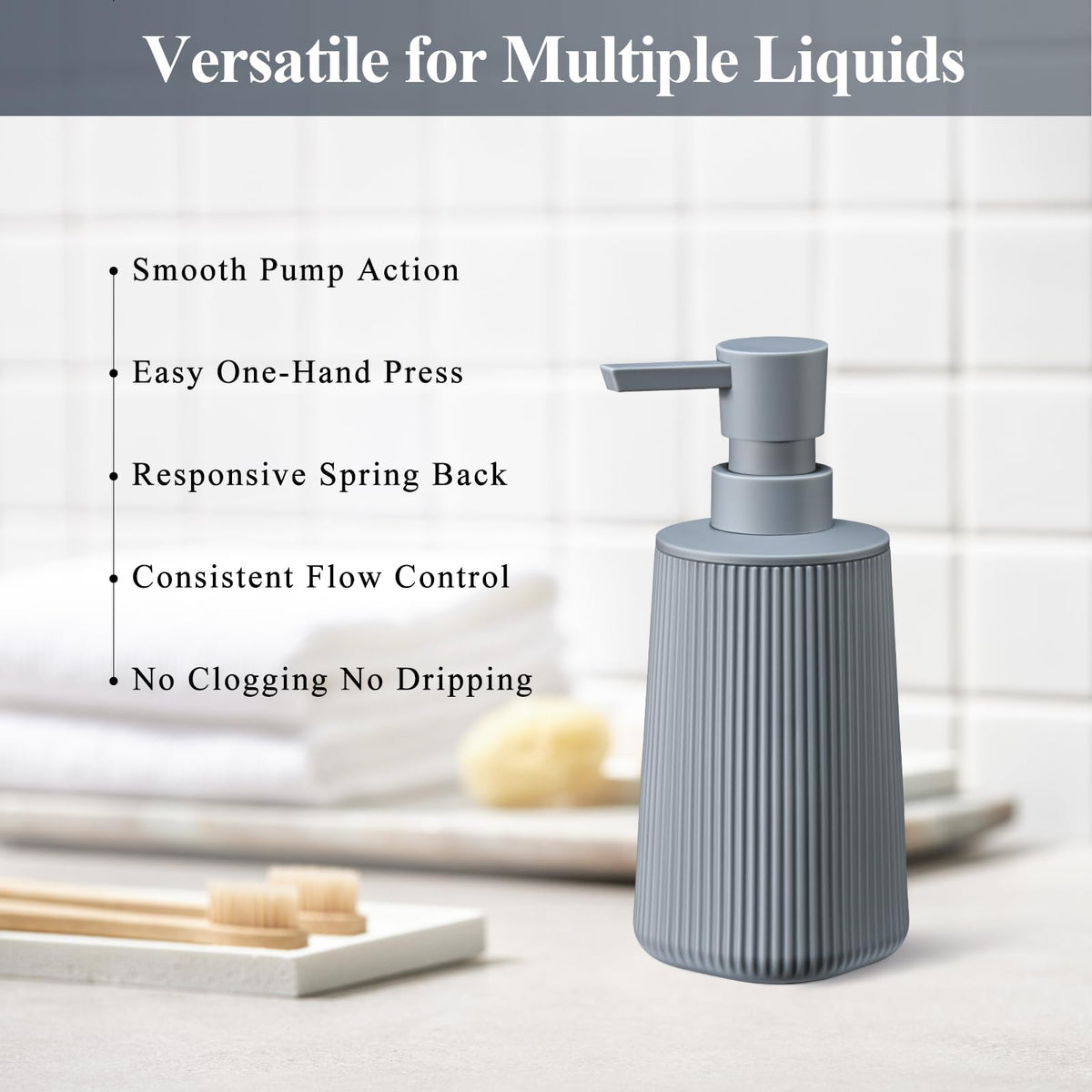 Gray Hand Soap Dispenser for Bathroom and Kitchen
