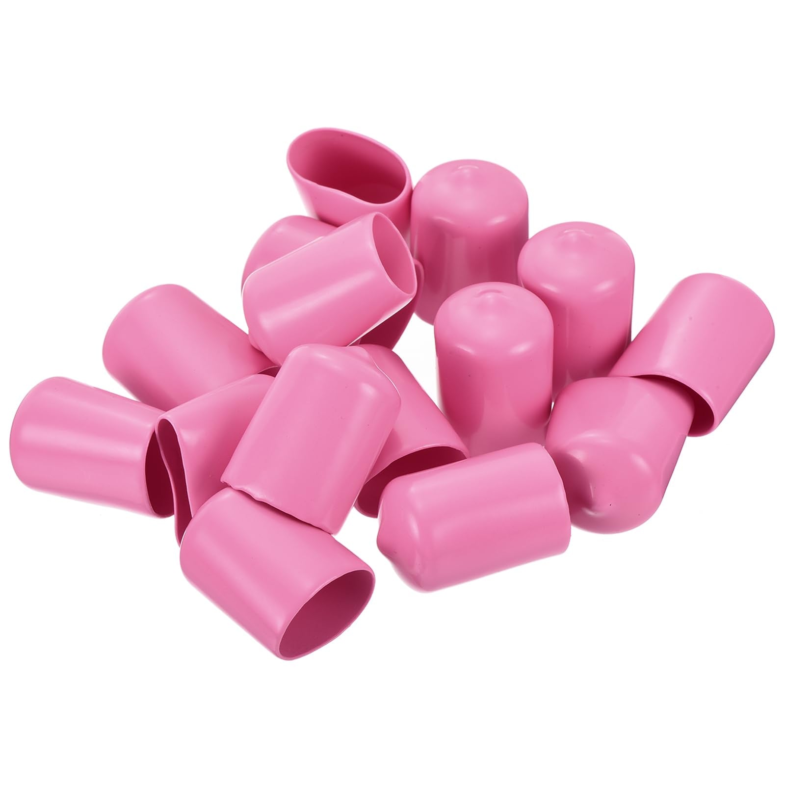 20pcs Rubber End Caps 18mm ID Vinyl PVC Round Tube Bolt Cap Cover Screw Thread Protectors Pink