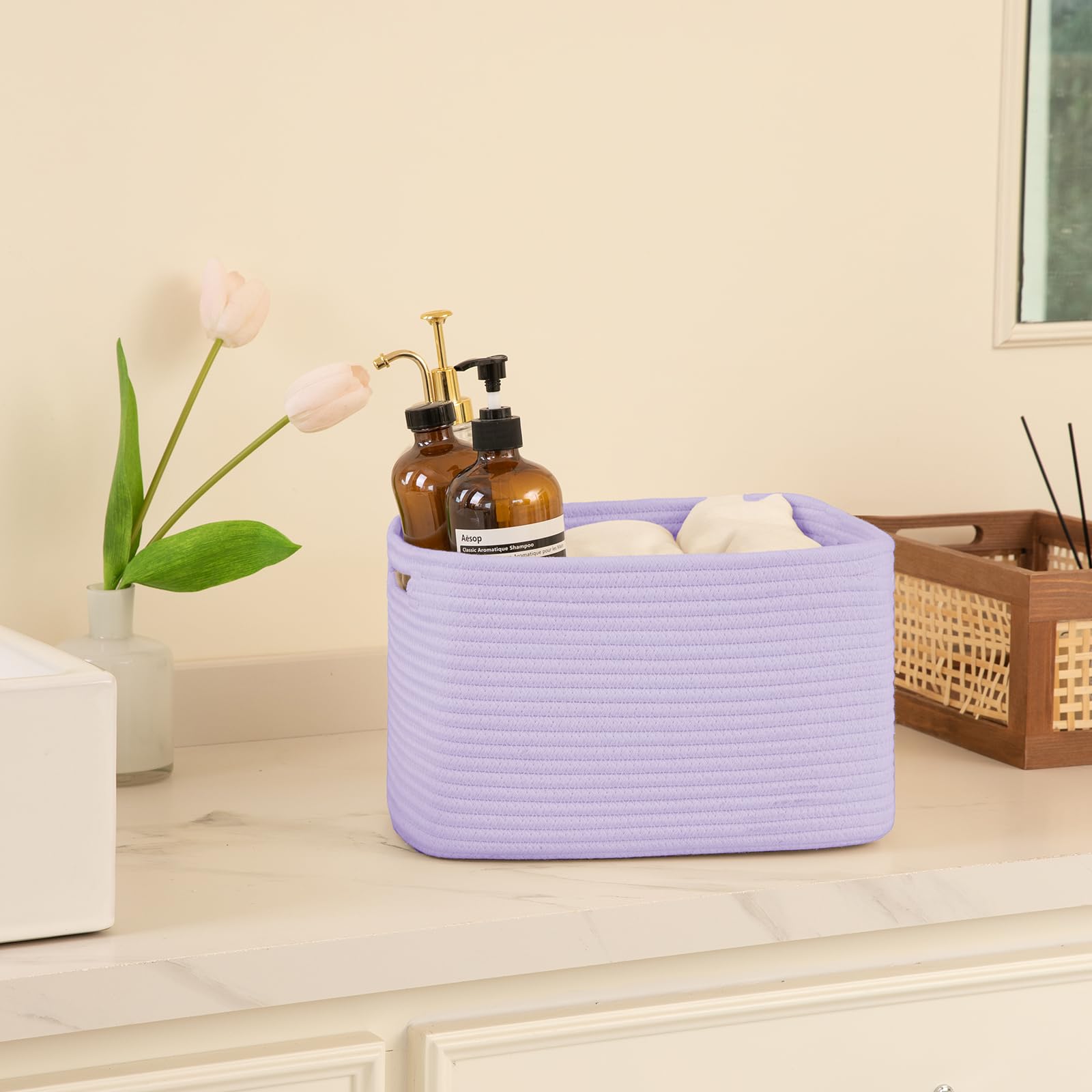 4 Pack Storage Baskets for Organizing 15L Cube Storage Bins Purple (4 Count)