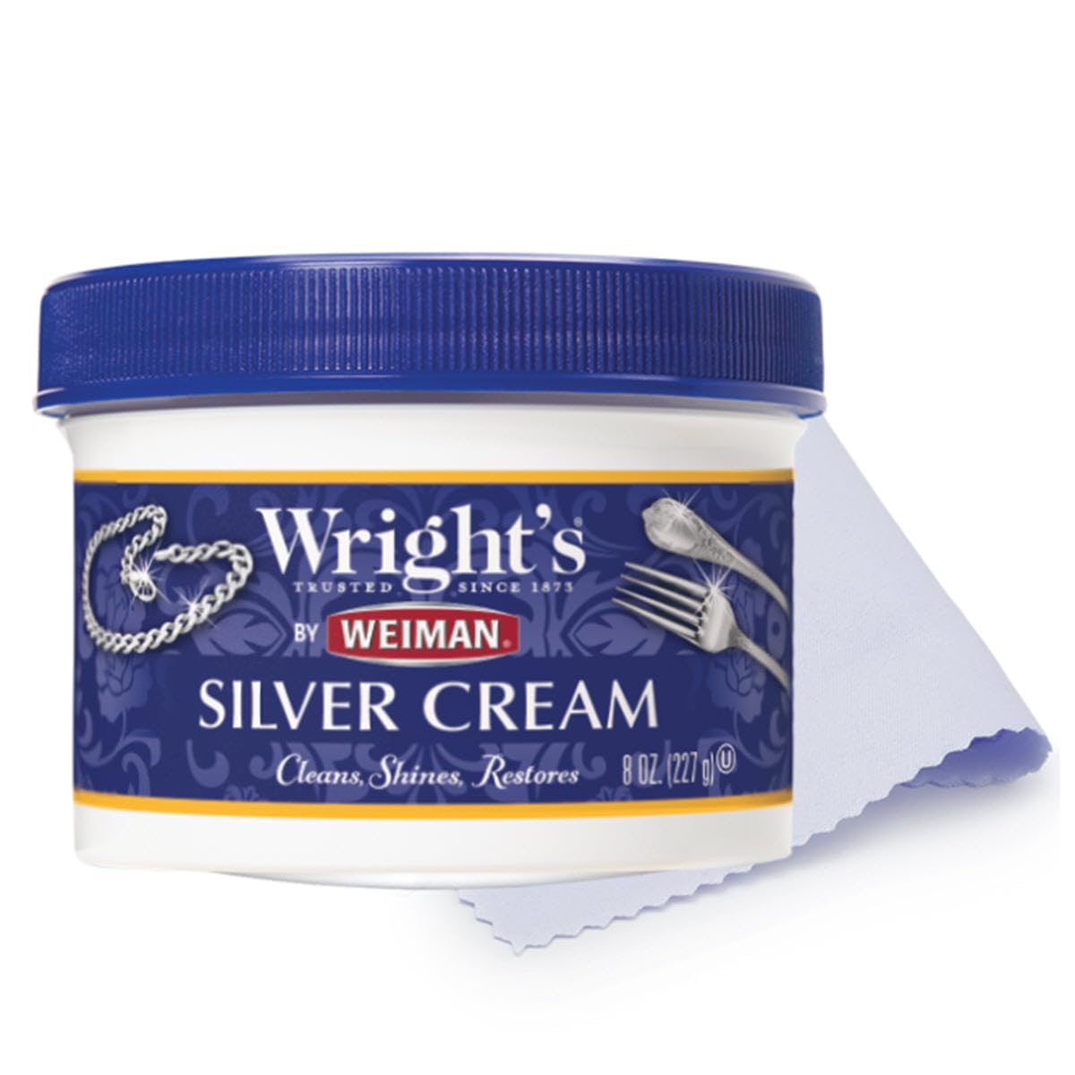 by Weiman Silver Cleaner and Polish Cream with Polishing Cloth (8 Ounce)