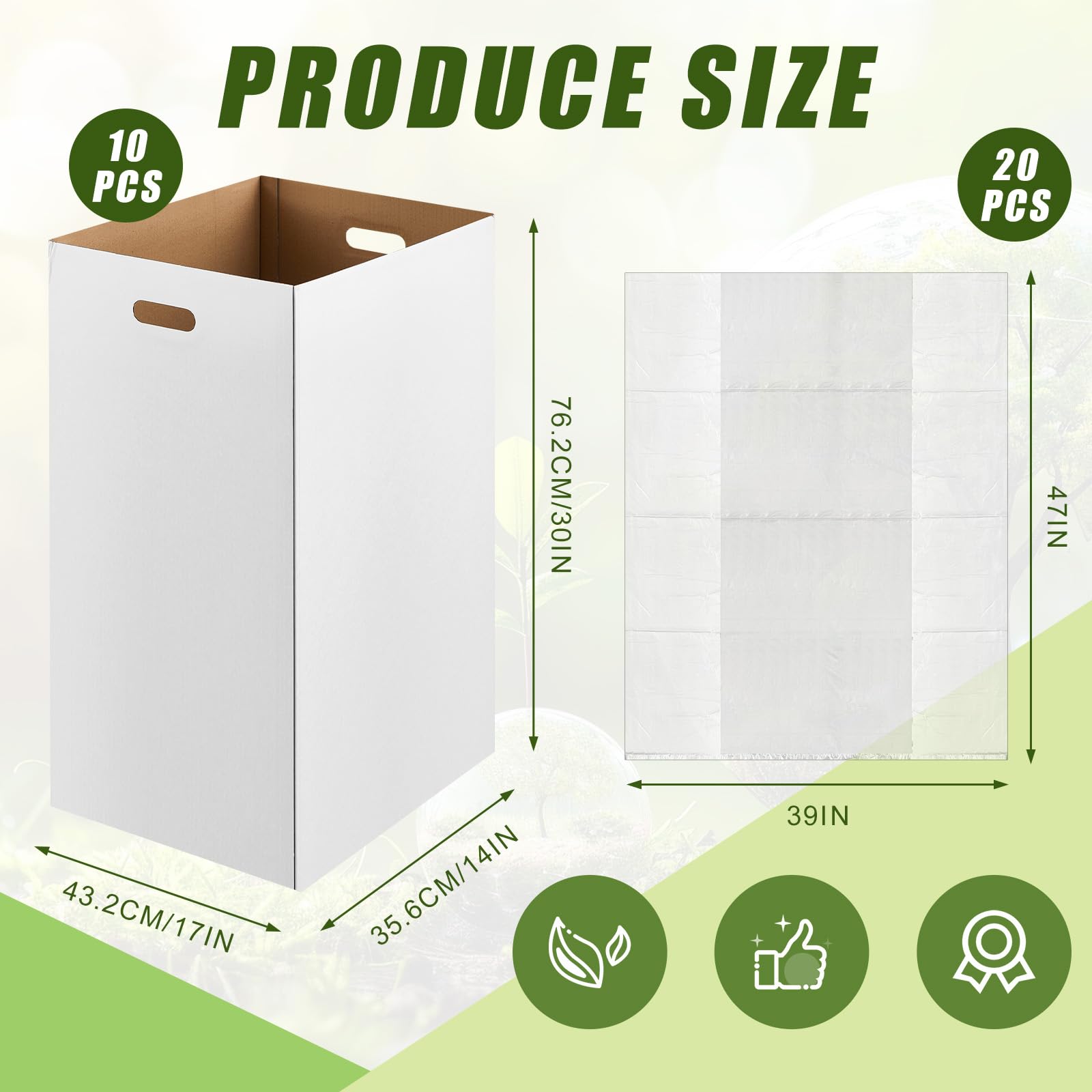 10 Pack 30 Gallon Corrugated Cardboard Trash Cans Bulk for Events Parties Disposable and Reusable Cans Bottle Recycling Bins with 20 Garbage Bags White Garbage Boxes for Outdoor Events (10 Count)