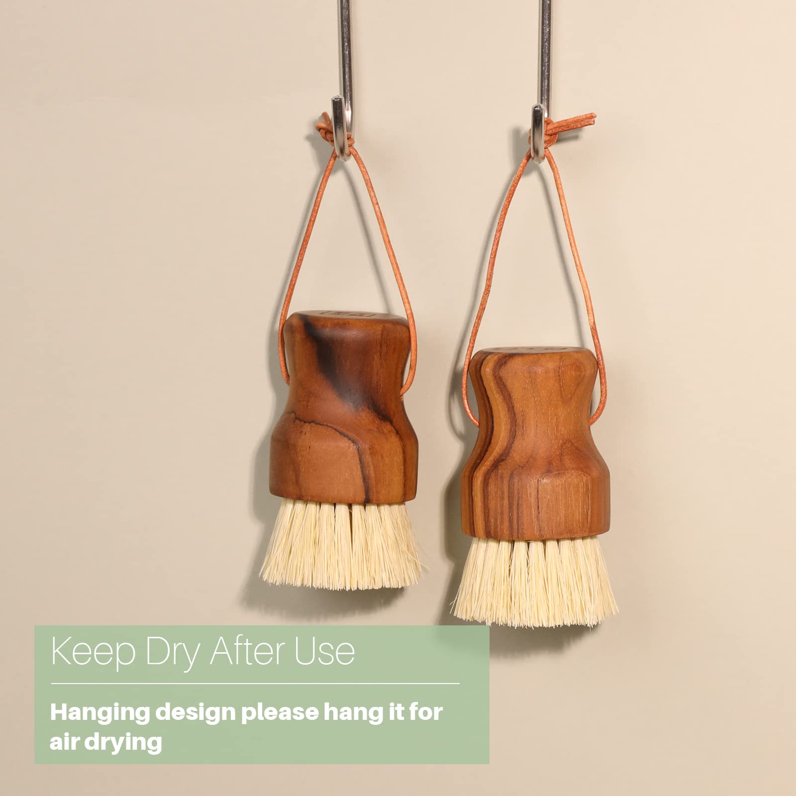 Teak Wood Dish Scrub Brush 3PCS (3 Count)