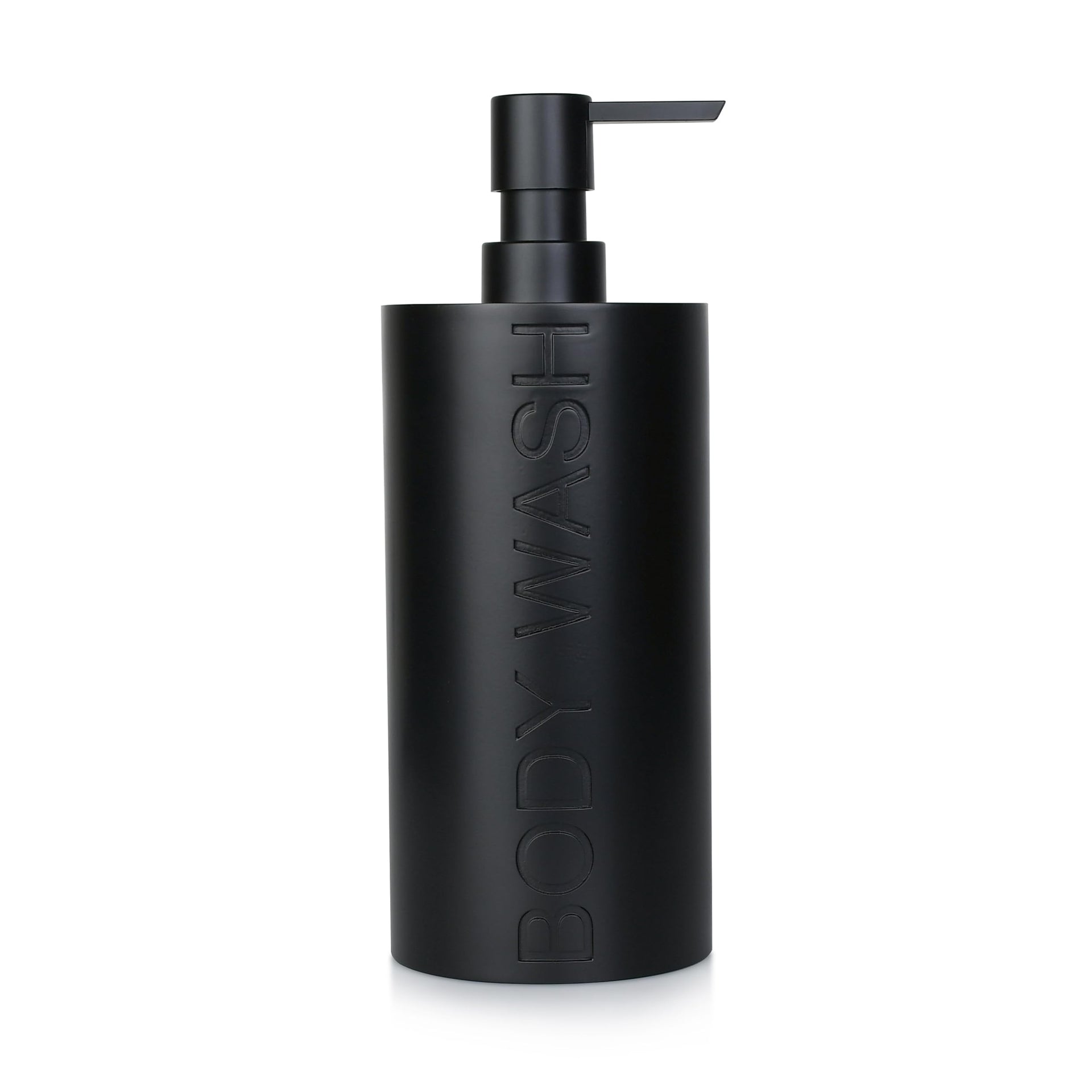 Matte Black Body Wash Dispenser Luxurious Refillable Pump Bottle with Embossed Text