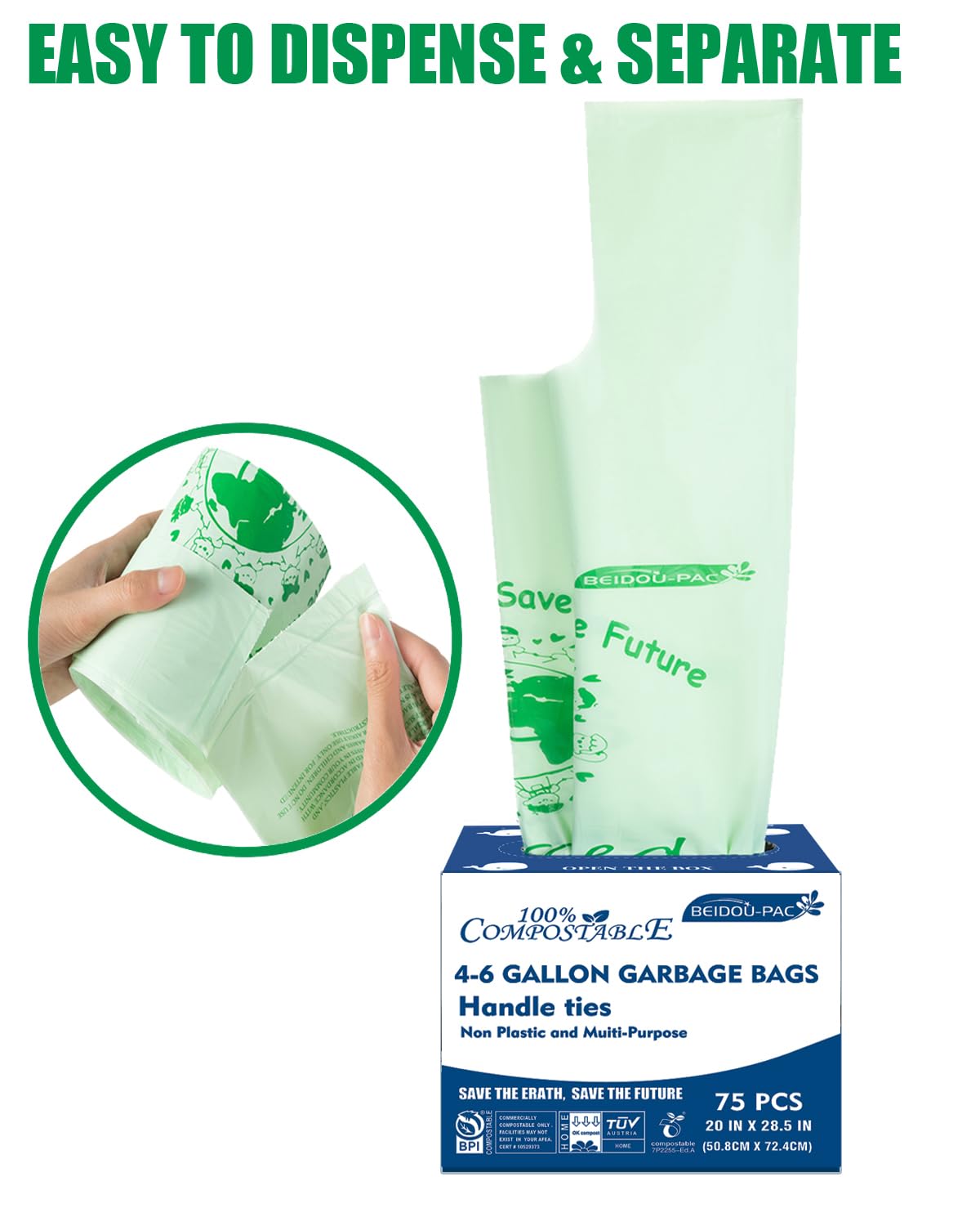 4 6 Gallon Compostable Trash Bags (75 Count)