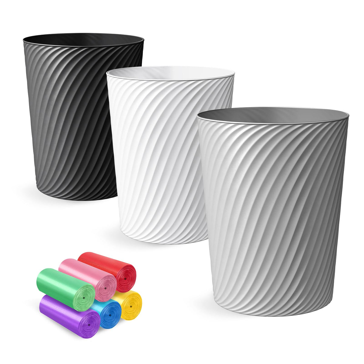 Small Trash Can 3 Pack 1.8 Gallons (3 Count)
