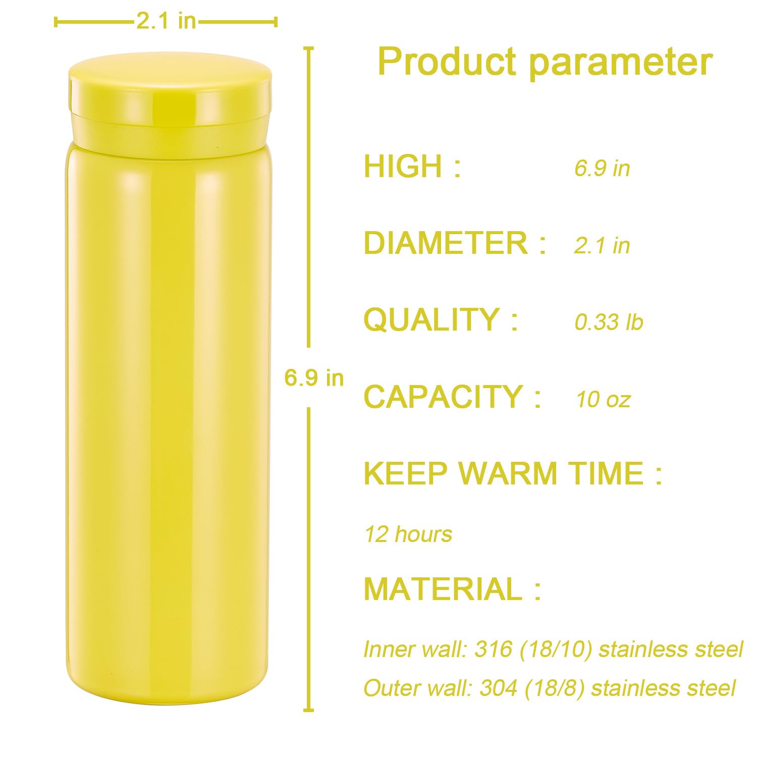 10oz Mini Water Bottle Stainless Steel Thermos Small Flask