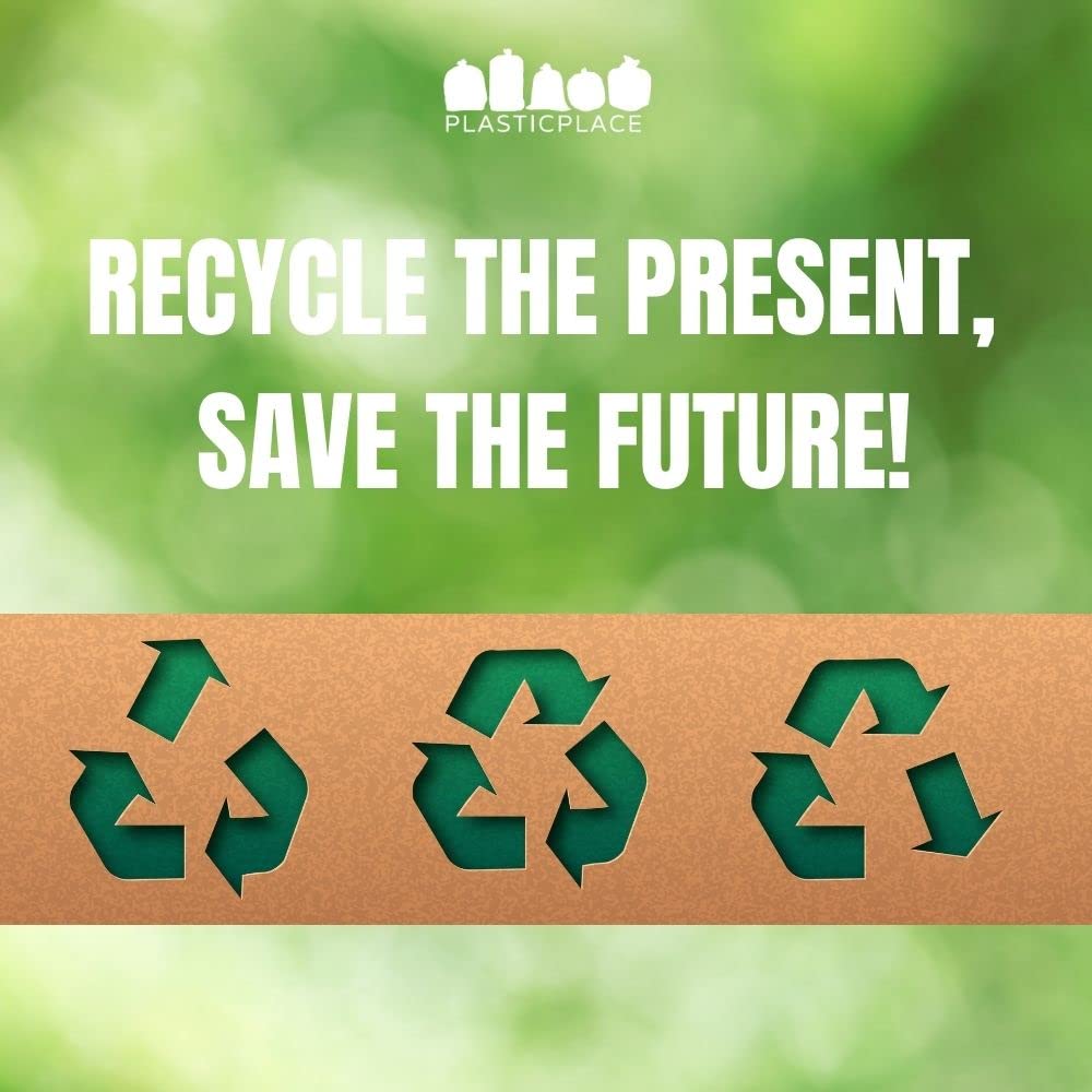 12 16 Gallon Recycling Bags │ 1.2 Mil │ Blue Garbage Can Liners with Logo │ 24" x 31" (250 Count)