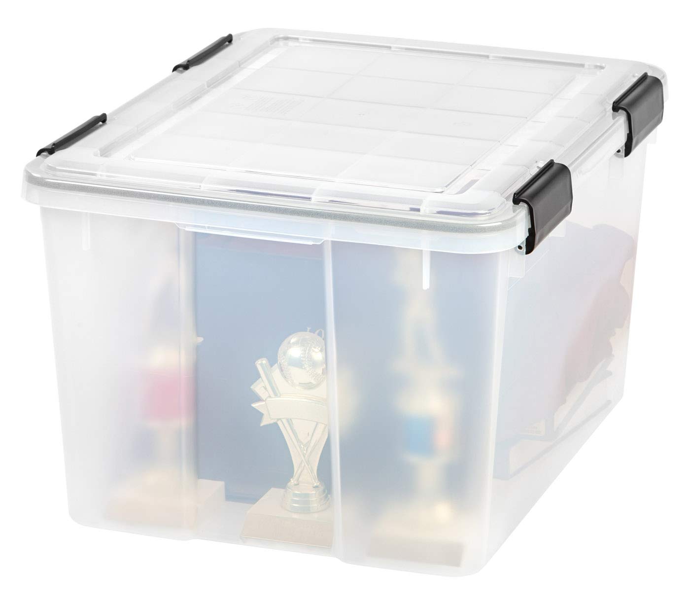 46 Quart WEATHERPRO Plastic Storage Box with Durable Lid and Seal and Secure Latching Buckles