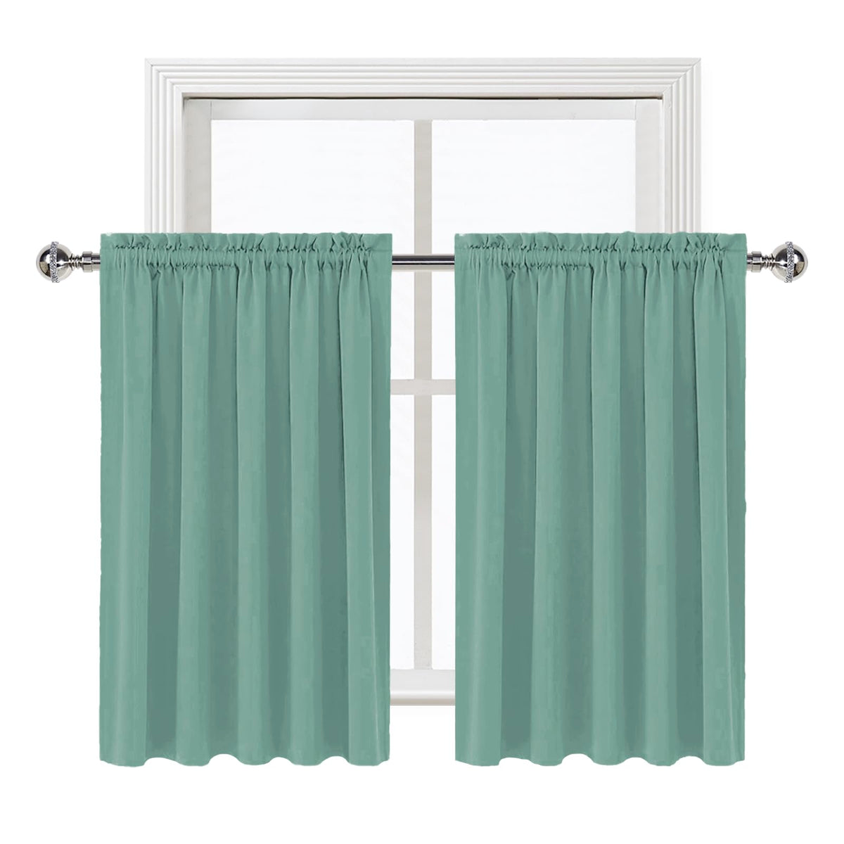 Short Blackout Curtains 60 x 36 Inch for Kitchen RV Bunk Sage Green (2 Count)