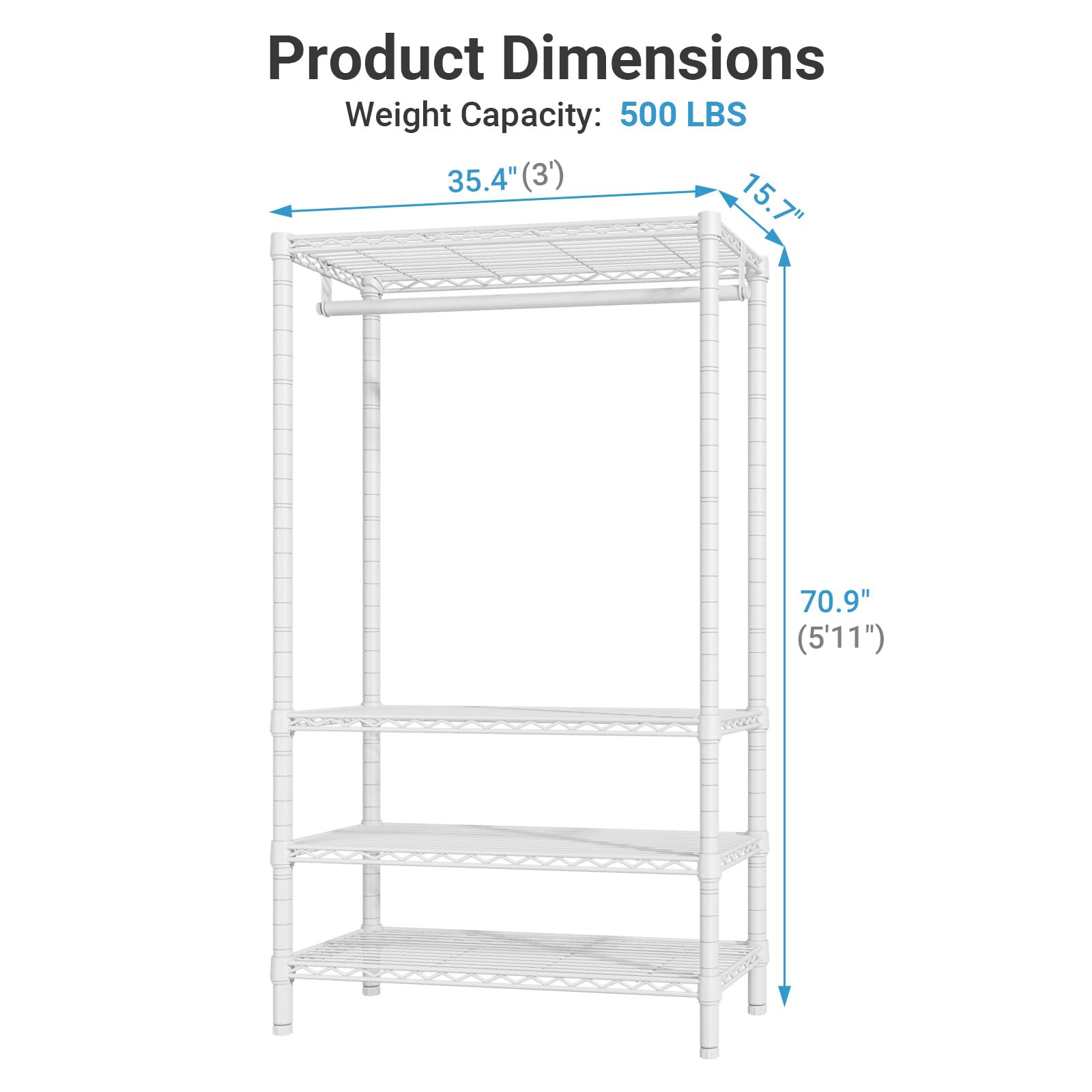 V1 4 Tier Clothes Rack with Hanging Rod