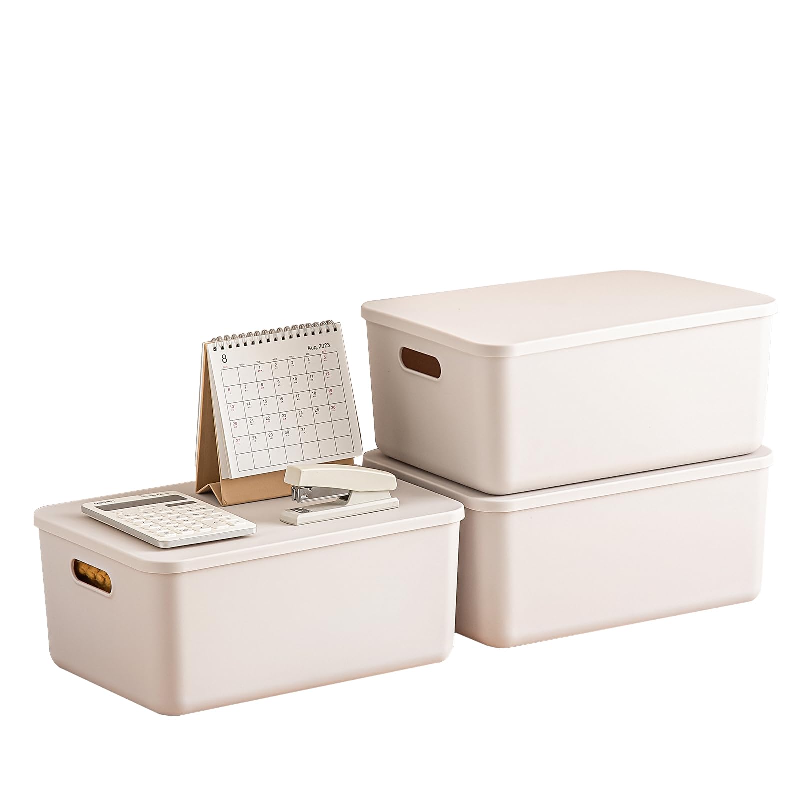 Plastic Storage Bins with lids (3 Count)