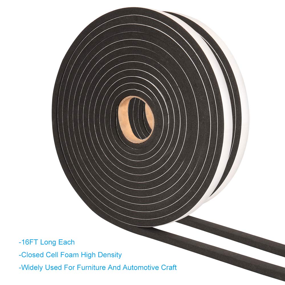 2 Rolls Foam Tape Weatheratrip for Door Window Insulation (32 Foot)