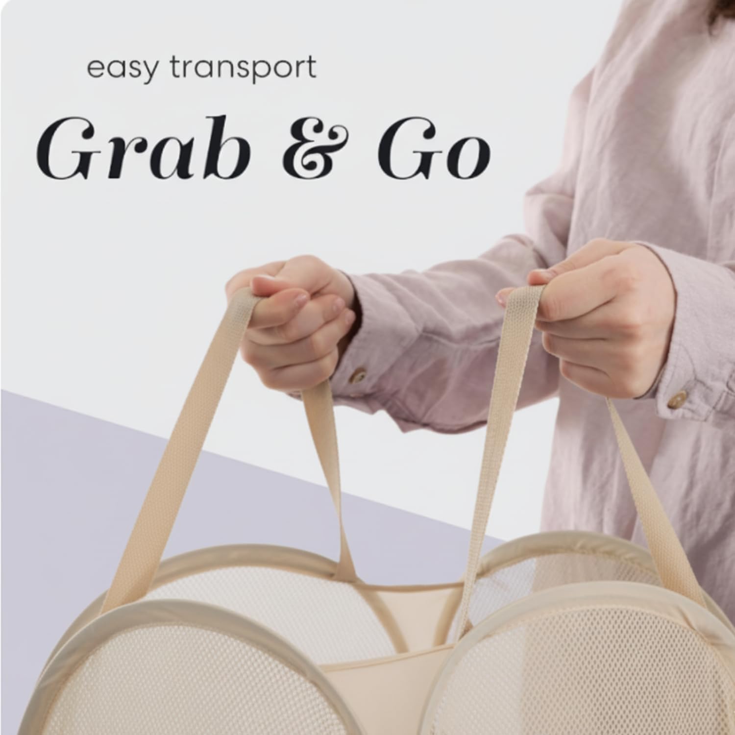 Collapsible Mesh Pop Up Laundry Hamper with Side Pocket