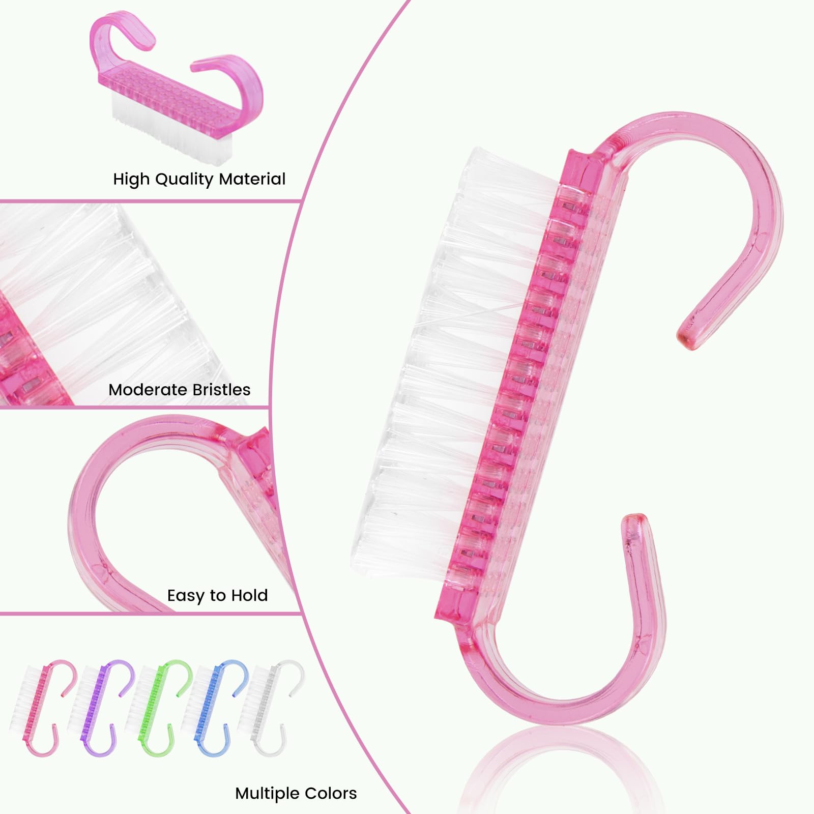 25 Pcs Handle Grip Nail Brush (25 Count)
