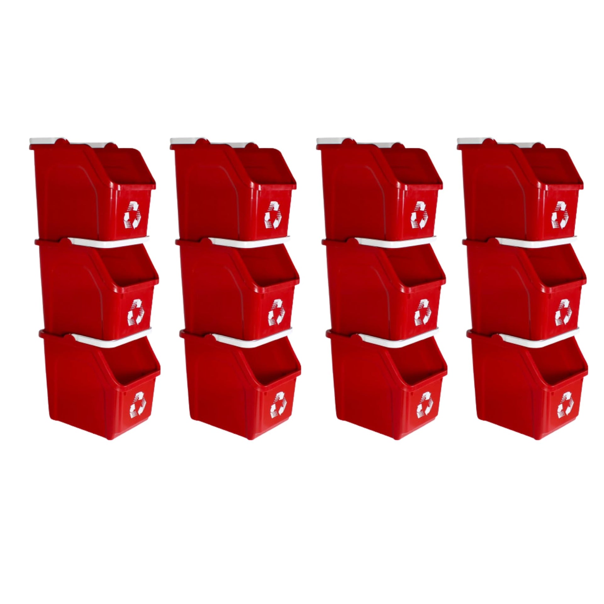 Red Recycle Bin 6 Gallon Stackable Recycle Bins for Kitchen with Handle