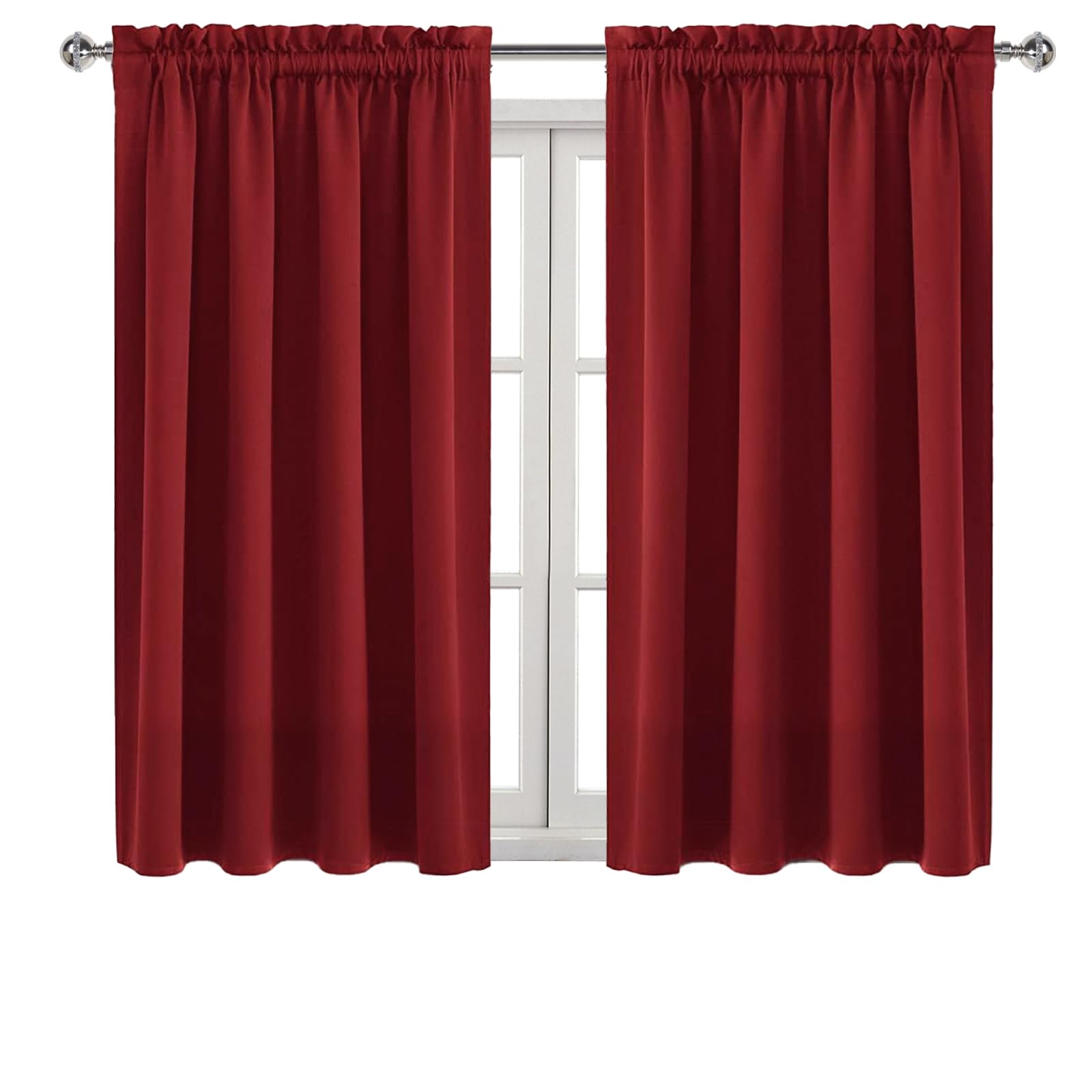 Blackout Curtains for Bedroom Living Room 52 x 54 Inch Long Burgundy (2 Count)