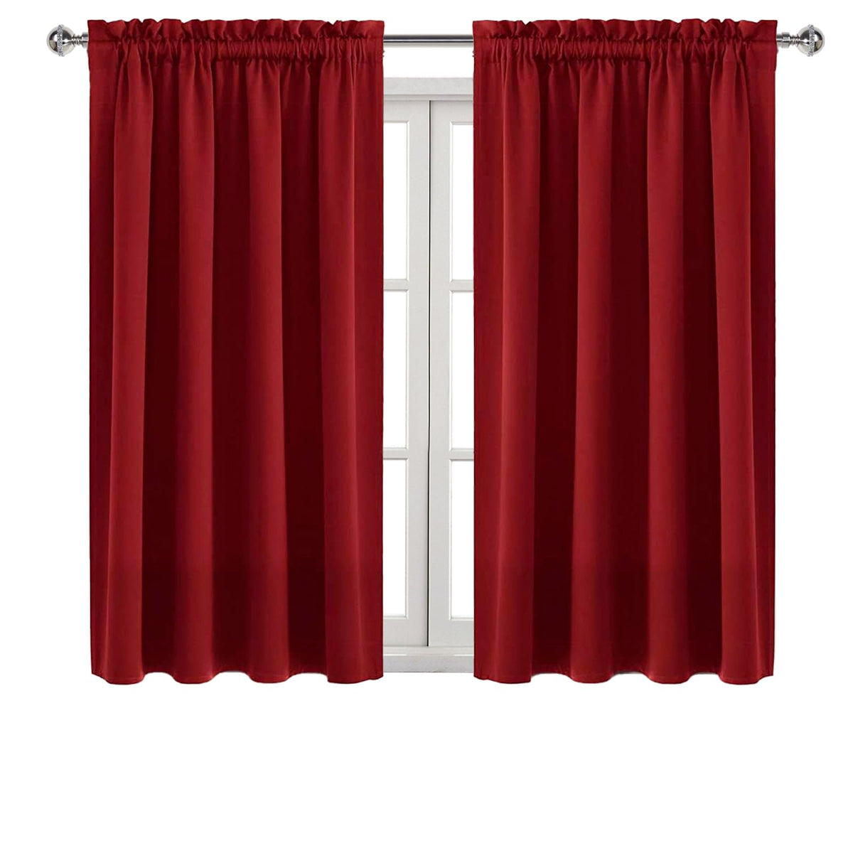 Blackout Curtains for Bedroom Living Room 52 x 45 Inch Long Burgundy (2 Count)