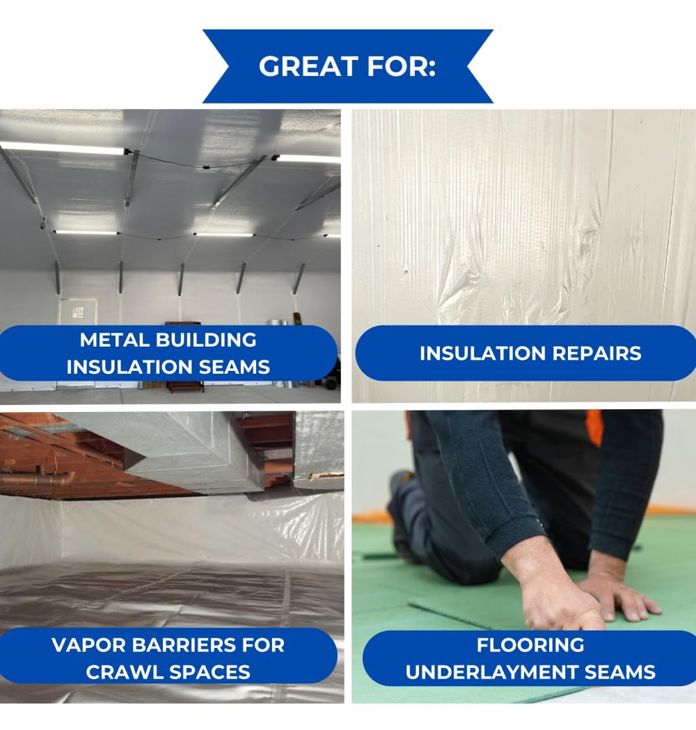 3 Wide x 180' Long White Vapor Barrier Seam Tape (16 Count)