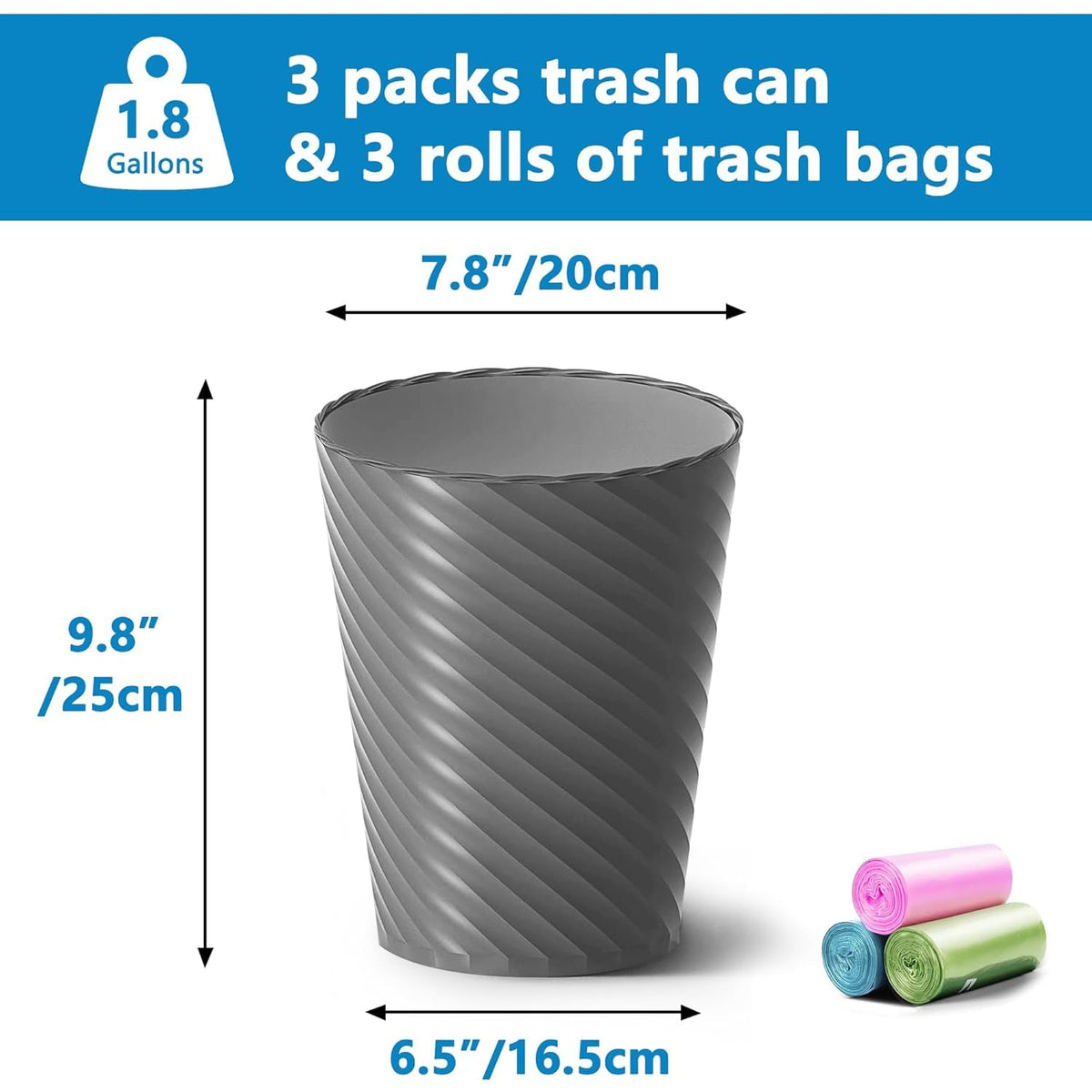 Bathroom Trash Can 3 Pack (3 Count)