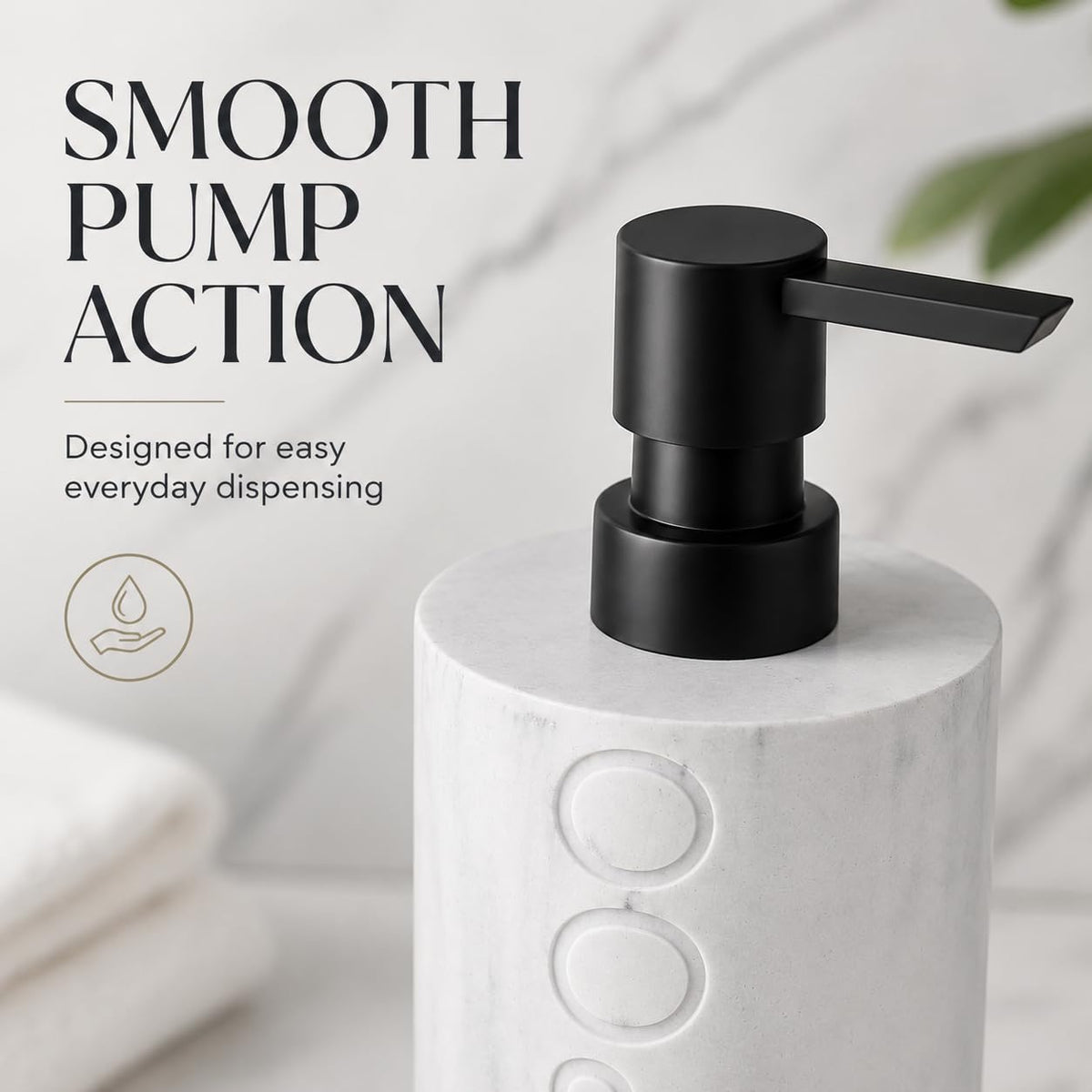 Resin White Marbled Shampoo Engraved Bottle Refillable Pump Dispenser