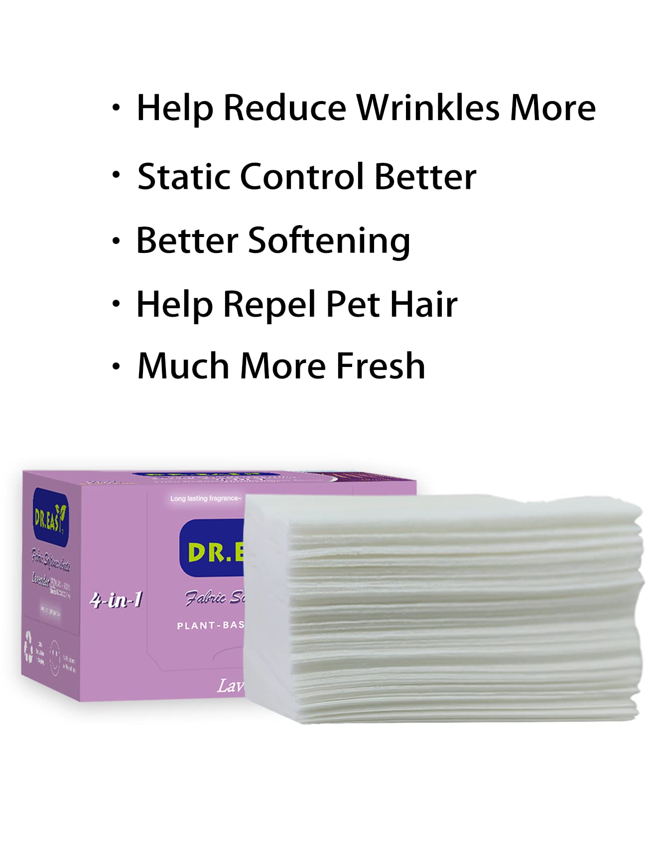 DR.EASY Dryer Sheets Plant Based Formula 252 Ct Fabric Softener sheets for Laundry Lavender Essential Oil Scented No Artificial Fragrances No Dyes Reduce Static & Wrinkles Help Repel Pet Hair (252 Count)