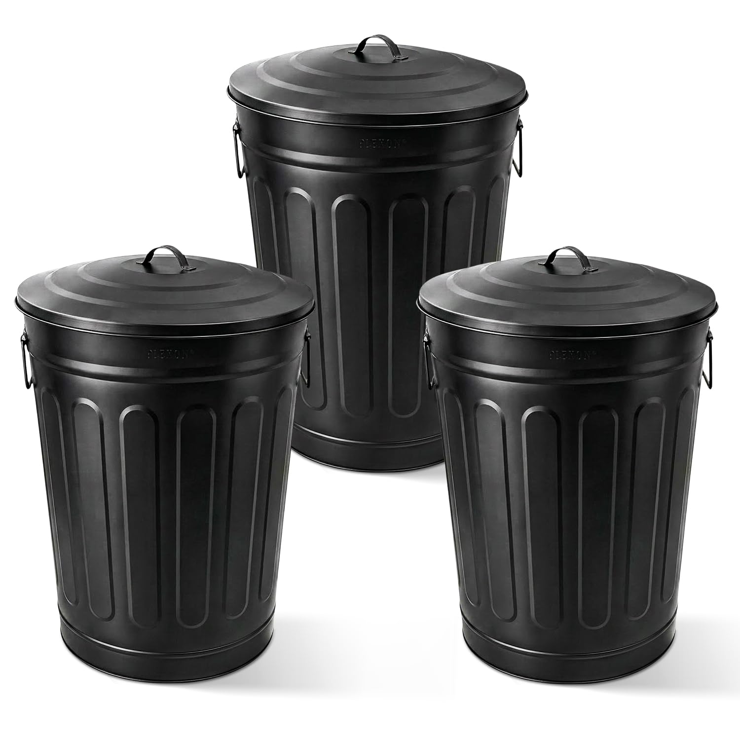 Metal Trash Can with Lid 13 Gallon (3 Count)