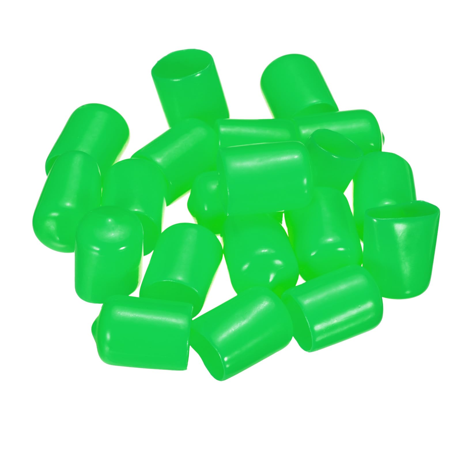20pcs Rubber End Caps 15mm ID Vinyl PVC Round Tube Bolt Cap Cover Screw Thread Protectors Green