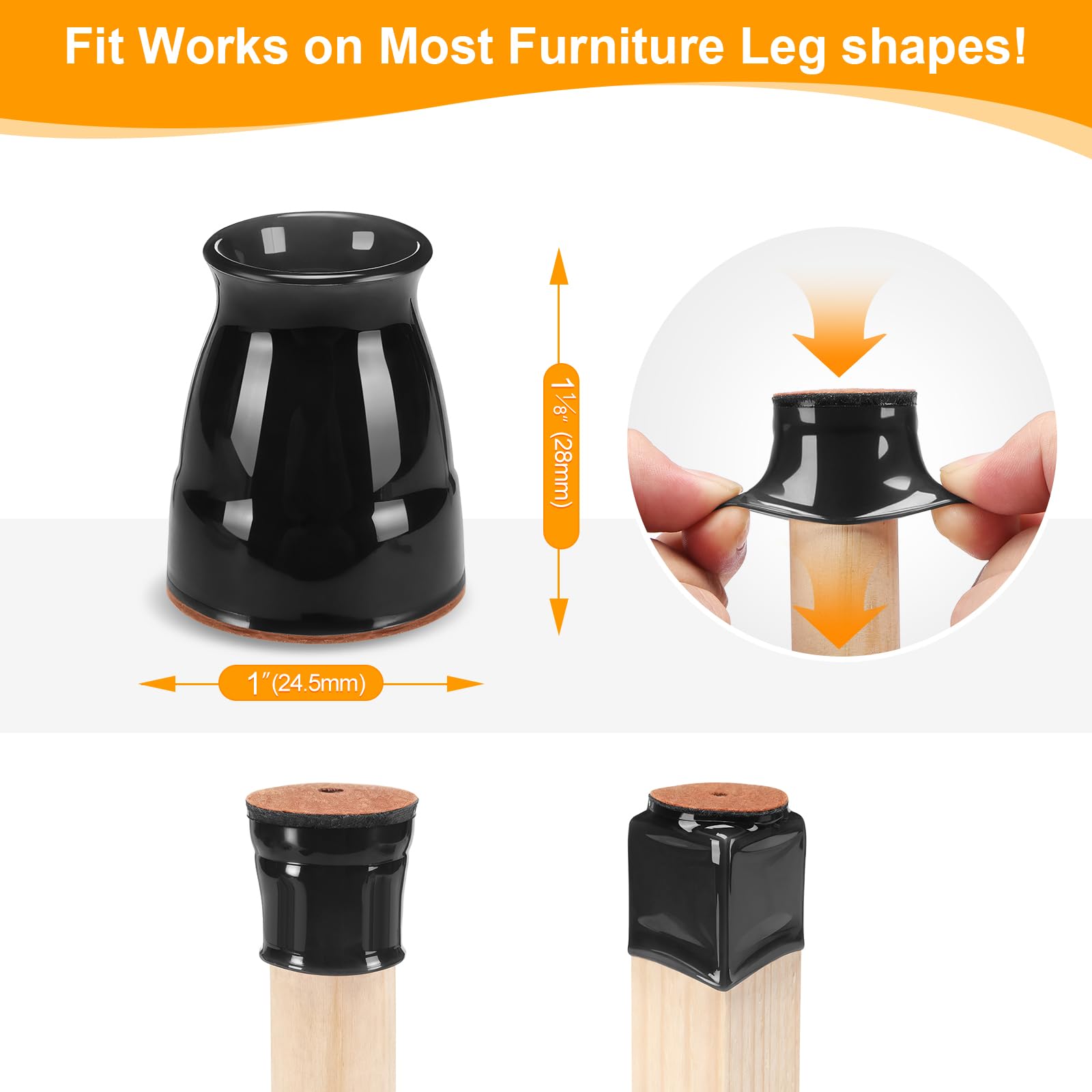 24 Pack Extra Small Chair Leg Floor Protectors for Hardwood Floors (24 Count)