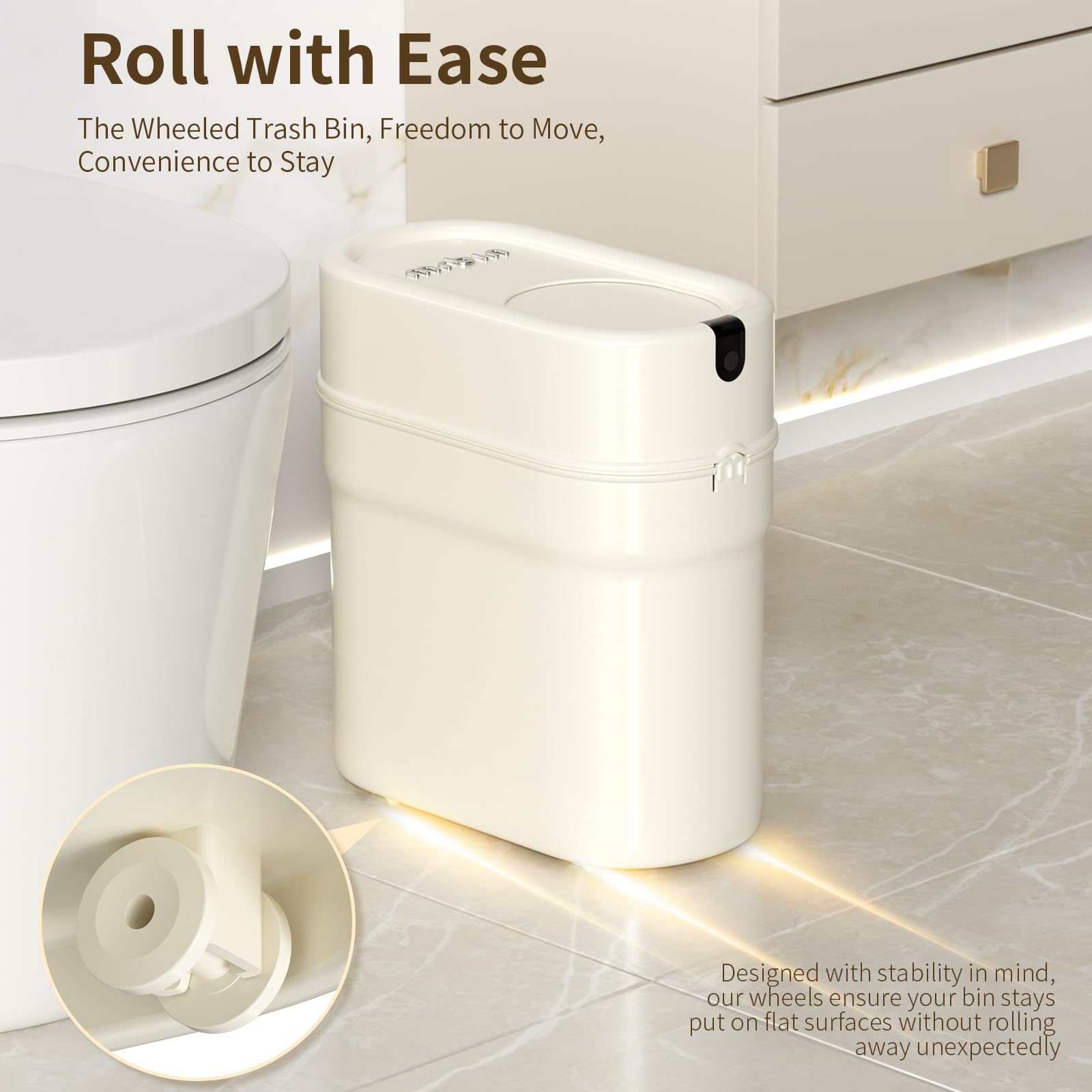 Slim Pull Out Automatic Bagging Bathroom Trash Can