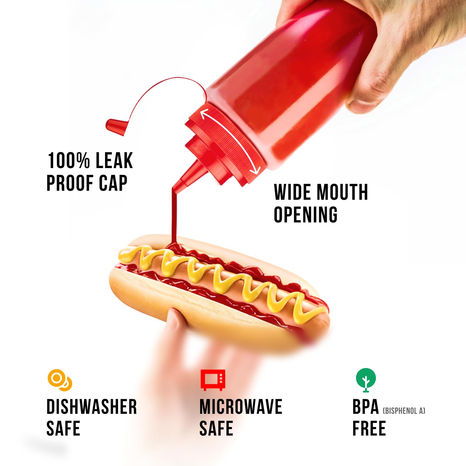 12 oz Condiment Squeeze Bottles for Sauces (6 Count)