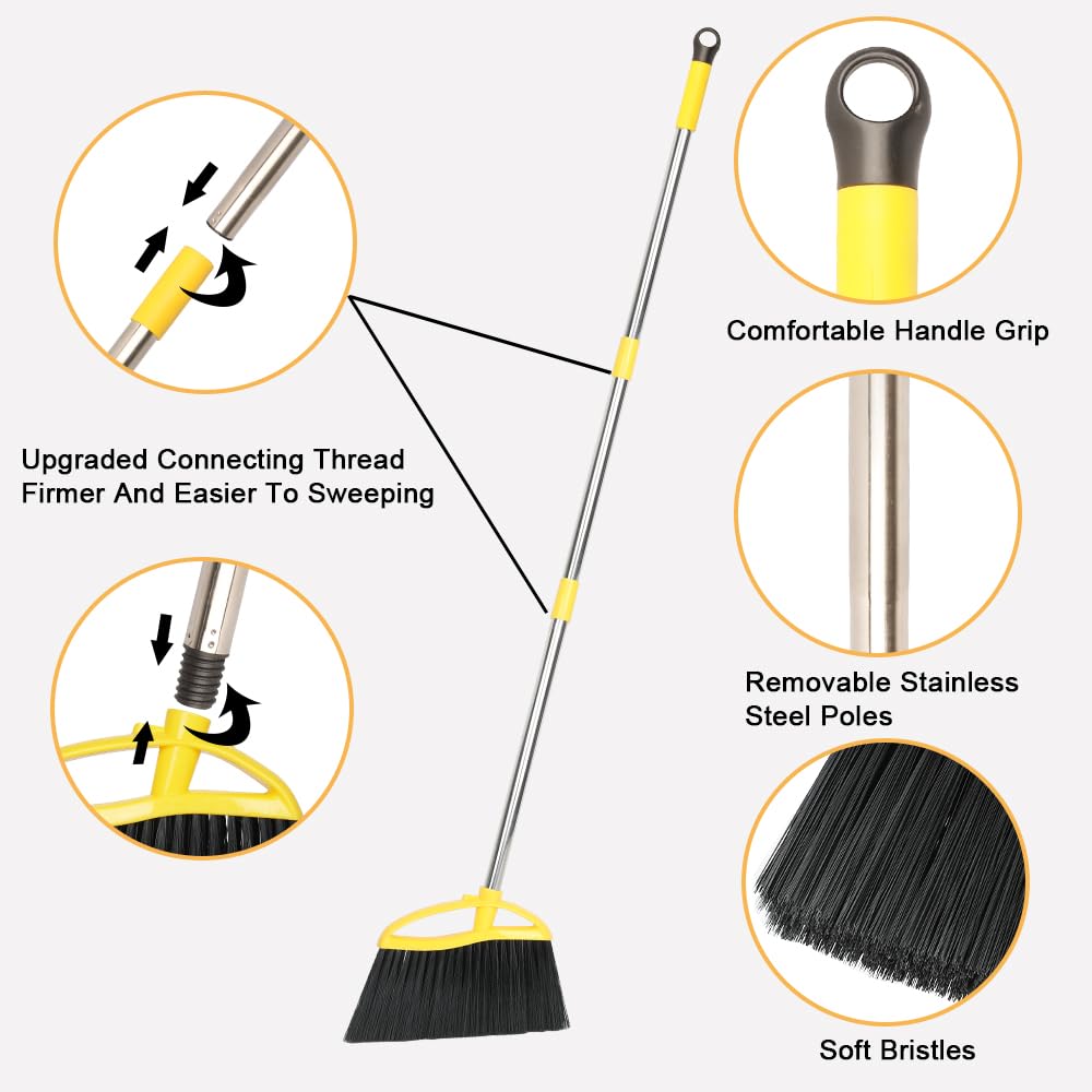 Indoor Broom Soft Bristles for Hardwood Floors