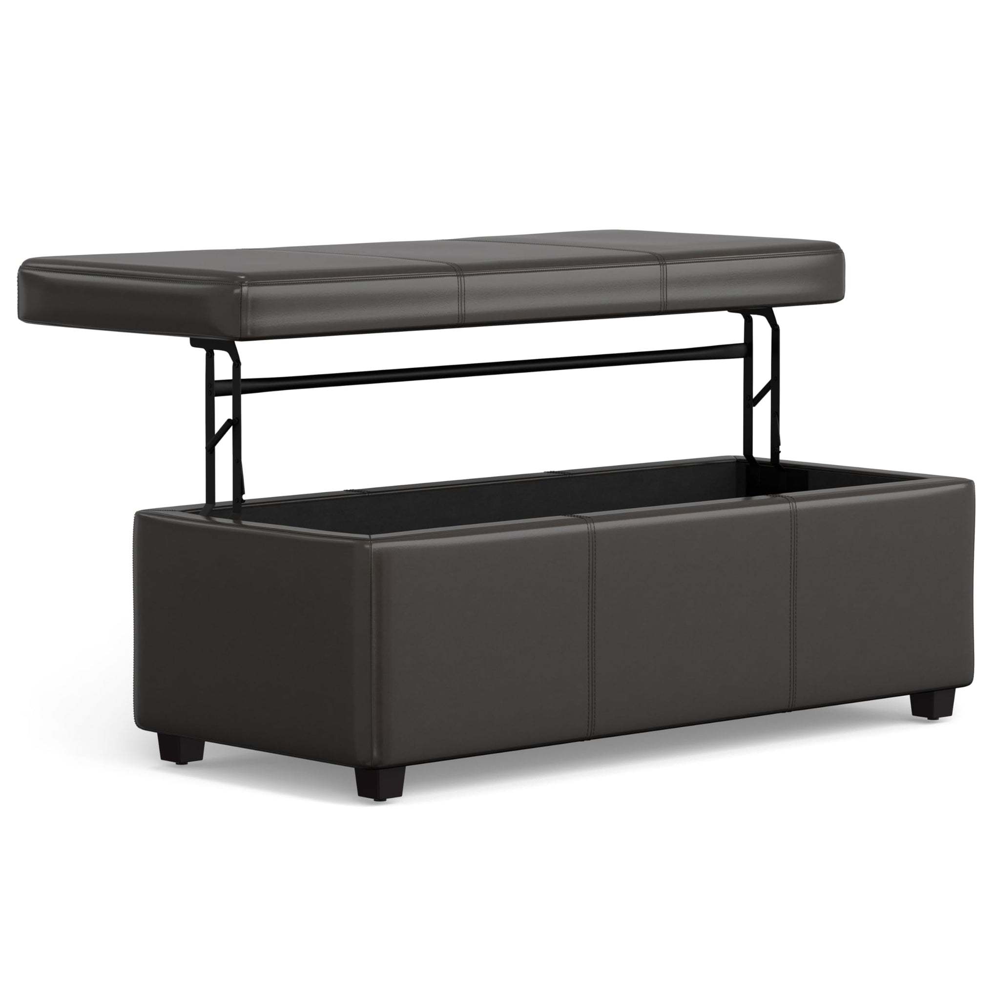 Avalon 44" Wide Vegan Leather Storage Ottoman in Tanners Brown