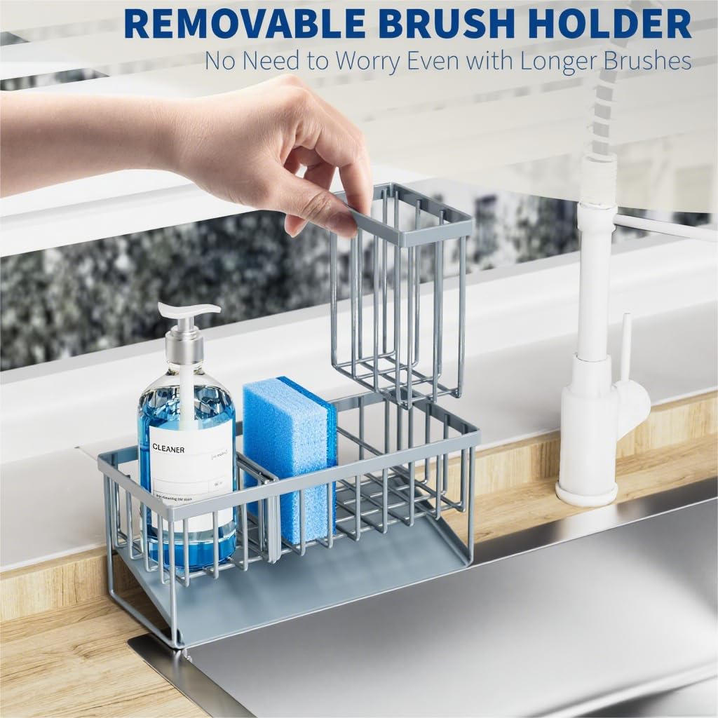 Sink Caddy Organzier with High Brush Holder