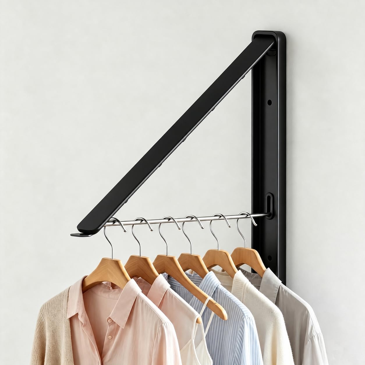 Folding Clothes Hanger Rack Wall mounted for Laundry Clothes Drying Rack