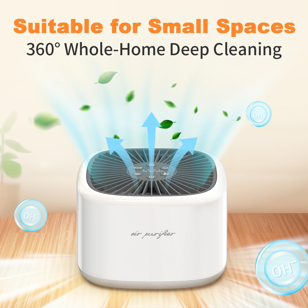 Air Purifier Negative Oxygen Ion for Home HEPA Filter 5 Layers Filtration 3 Fan Modes Purifiers Ultra Quiet 20dB Sleep Mode 12 Color Lights 10 Brightness 3 Timers Adjustable for Bedroom Office