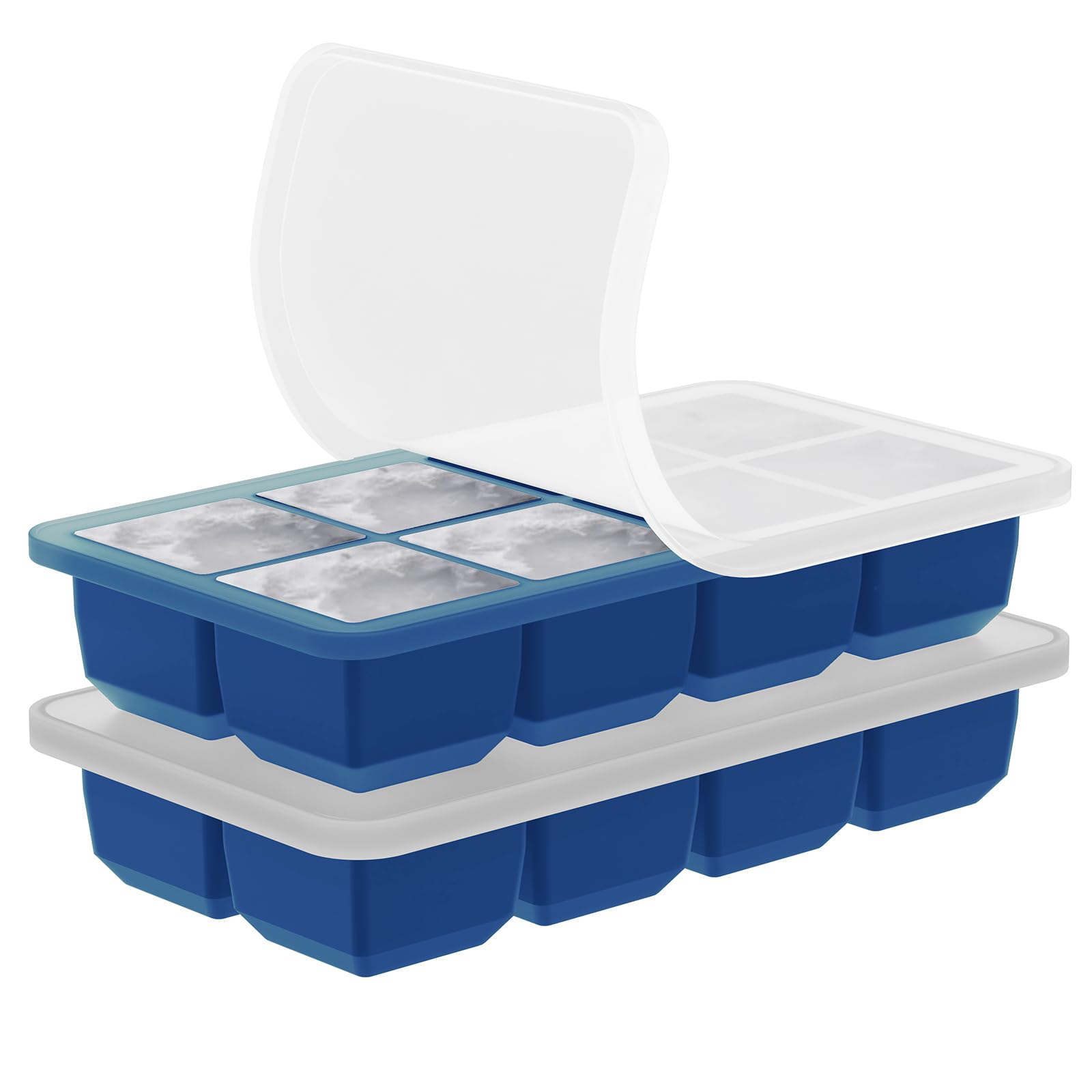 2 Pack Silicone 2 Inch Large Ice Cube Molds for Cocktails Wine Fruit and Bourbon Whiskey Easy Release Ice Cube Tray with Lid Ideal for Cold Drinks and Entertaining Gatherings (15.34 Ounce)