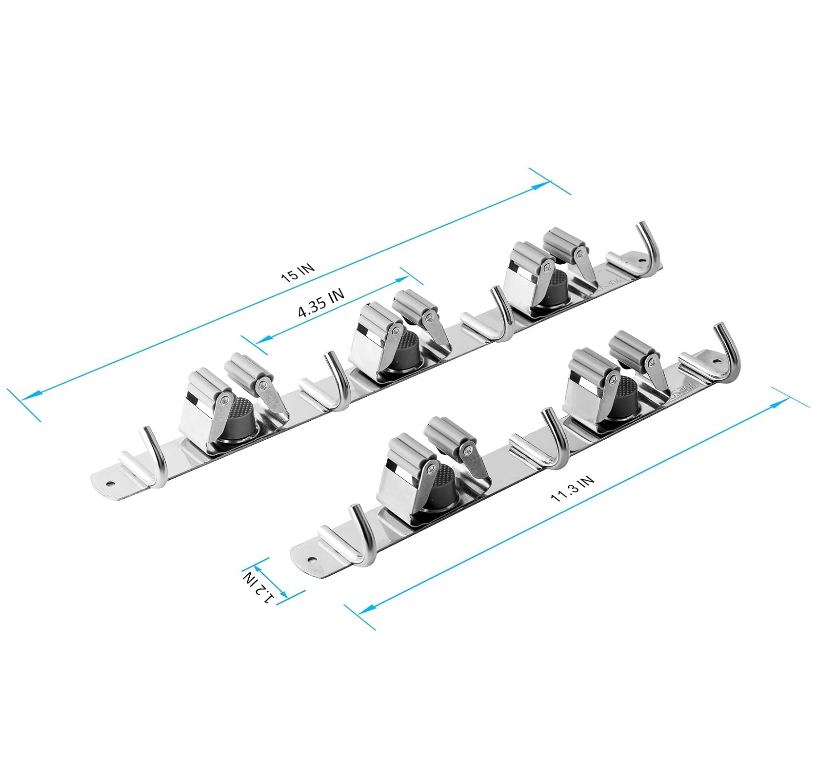 2 Pcs Mop Broom Holder Wall Mounted