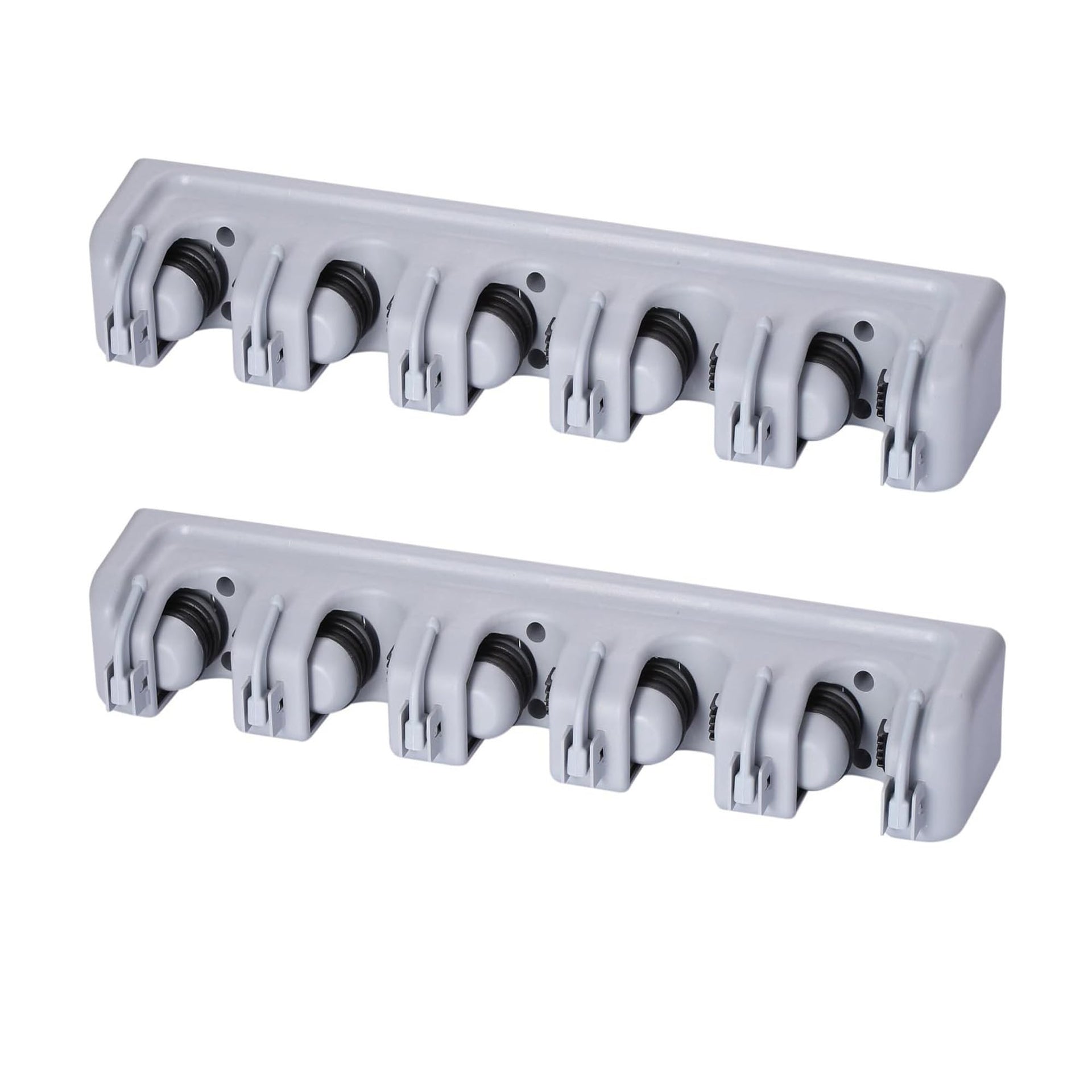 2 Pack Mop and Broom Holder Wall Mounted 5 Position Storage Rack with 6 Retractable Hooks Holds up to 11 Tools Utility Weatherproof Holder for Garage Storage Systems Broom Organizer