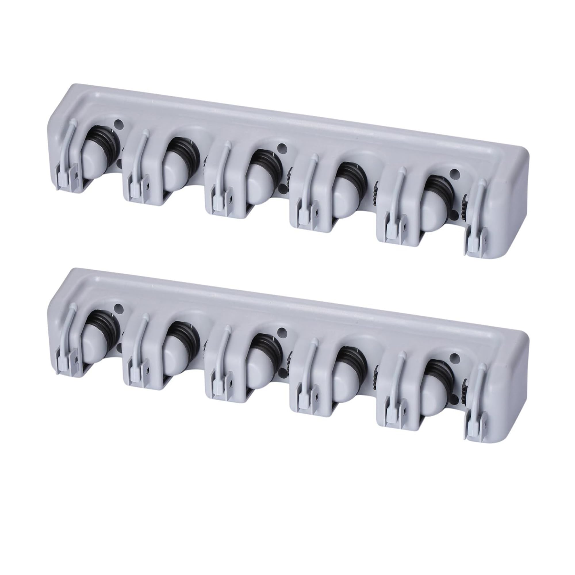 2 Pack Mop and Broom Holder Wall Mounted 5 Position Storage Rack with 6 Retractable Hooks Holds up to 11 Tools Utility Weatherproof Holder for Garage Storage Systems Broom Organizer
