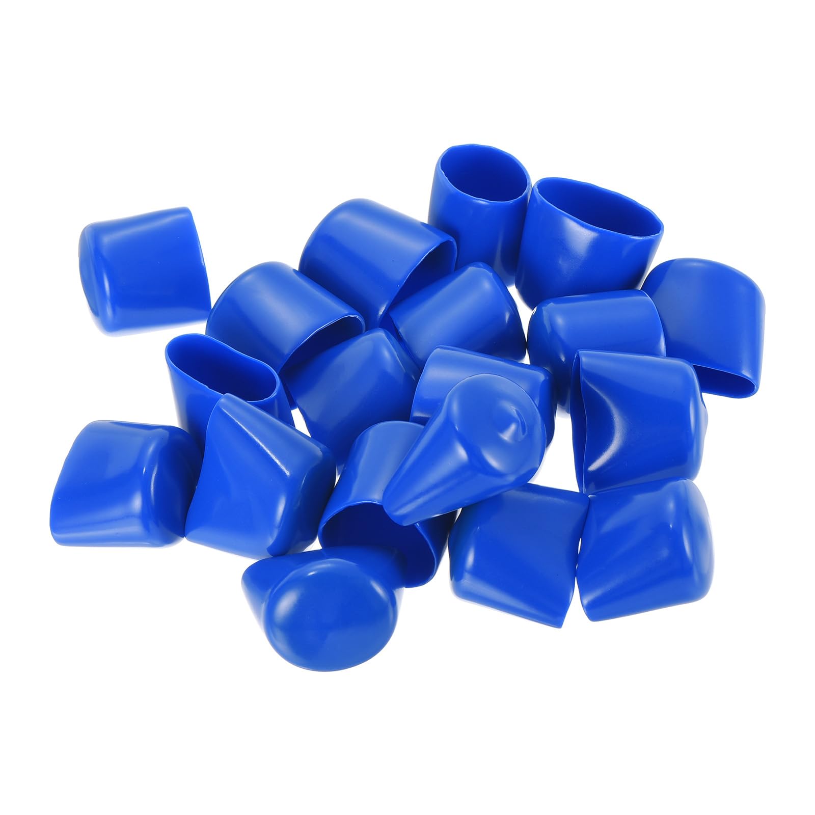20pcs Rubber End Caps 24mm ID Vinyl Round Tube Bolt Cap Cover Screw Thread Protectors Blue