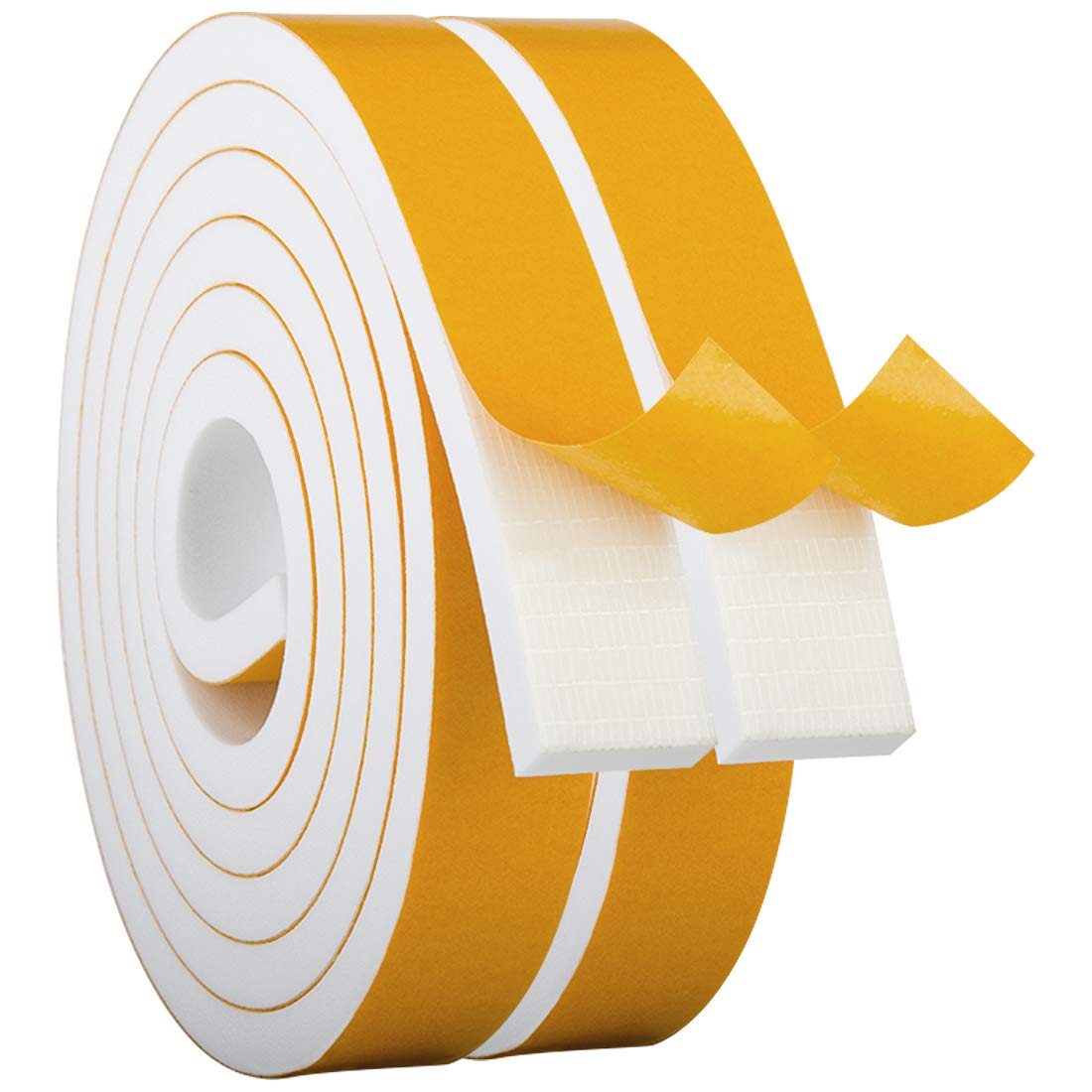 White Weather Stripping Self Adhesive Foam Tape High Density Foam Sealing Strip Window Insulation Weatherproof Gasket Tape for Doors and Windows (13 Foot)