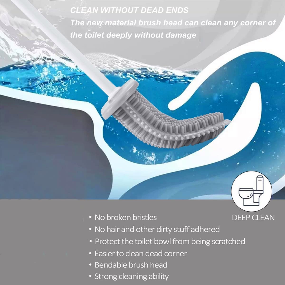 Toilet Brush with Holder Silicone Toilet Brush and Cleaning Brush for Household Bathroom Toliet Brush Set